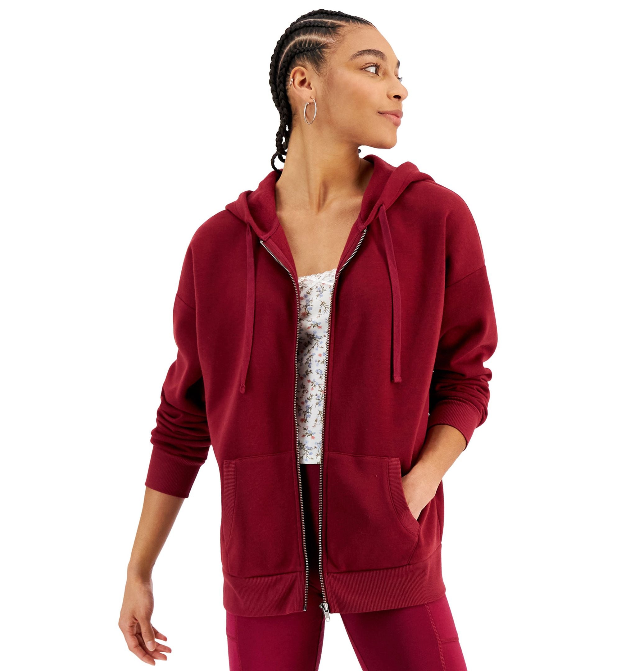 Hippie Rose Juniors' Oversized Zipper Hoodie