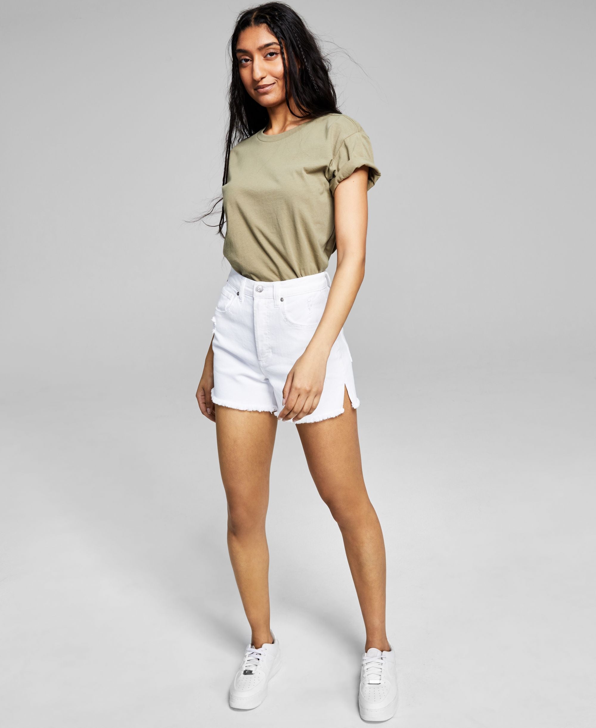 Now This Womens High Rise Frayed Denim Shorts