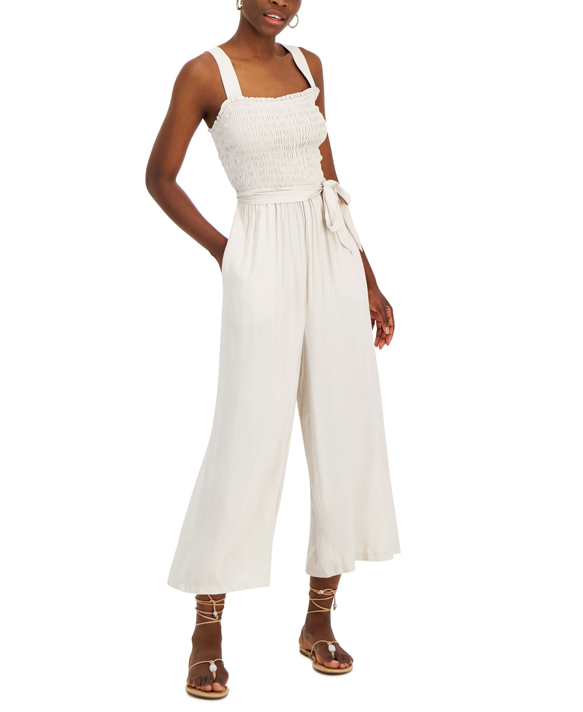 International Concepts Womens Smocked Bodice Jumpsuit