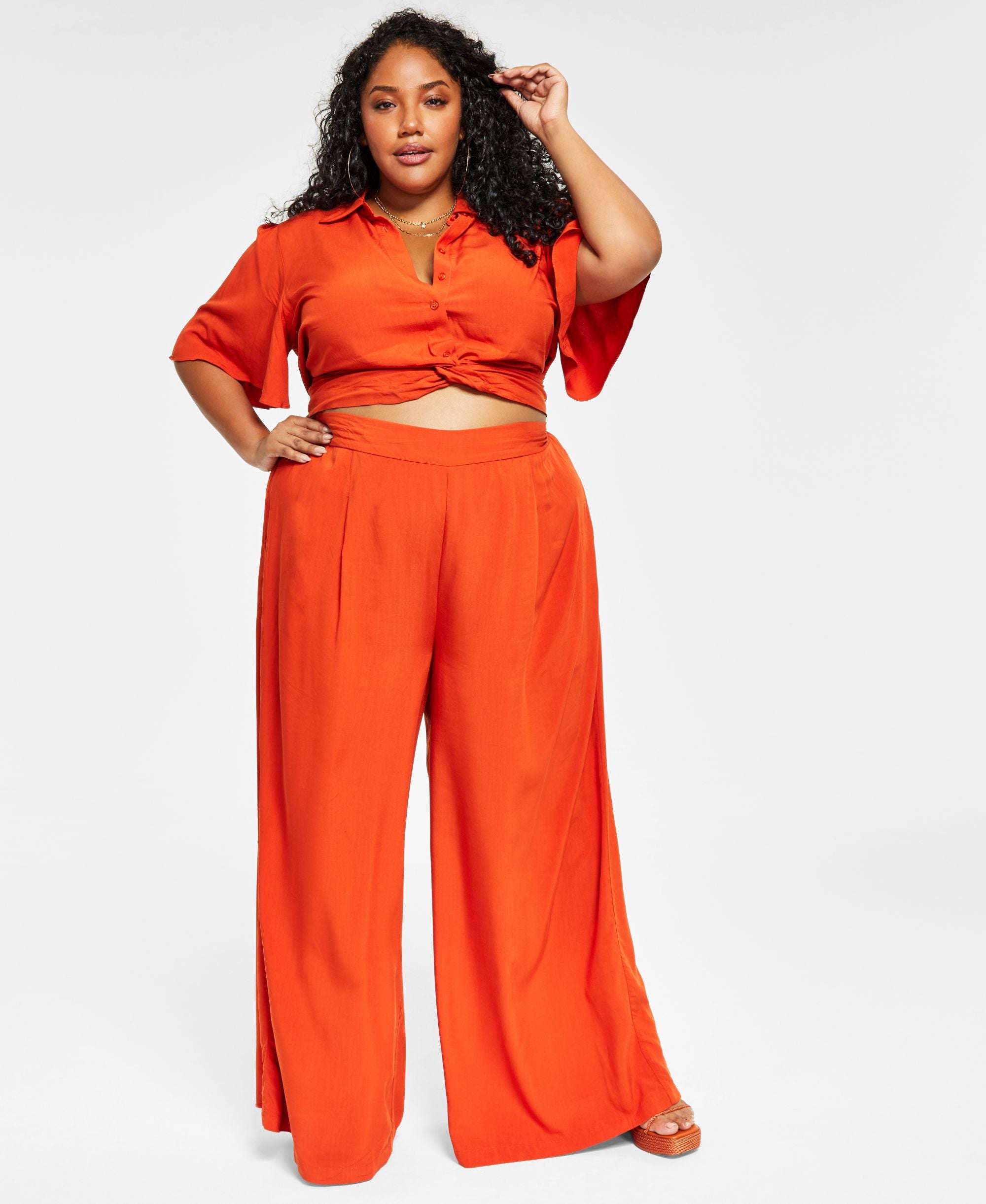 Nina Parker Trendy Plus Size Wide Leg Pants