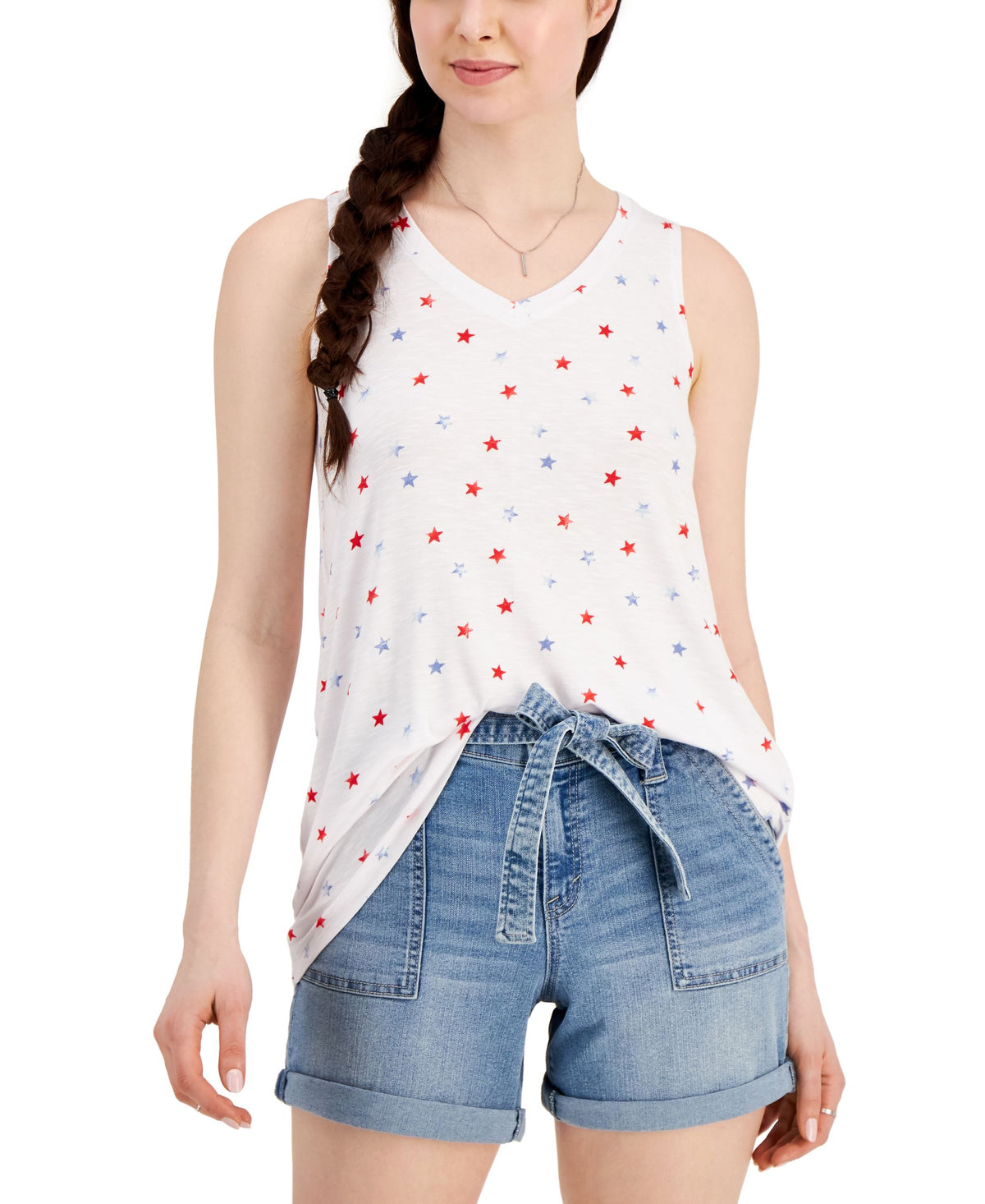 Style & Co Womens Star Print Tank Top
