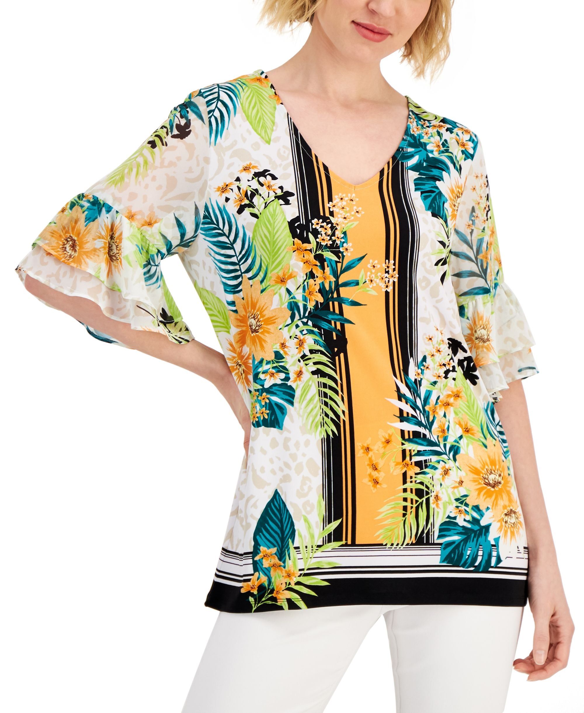 JM Collection Womens Tropical Light Top