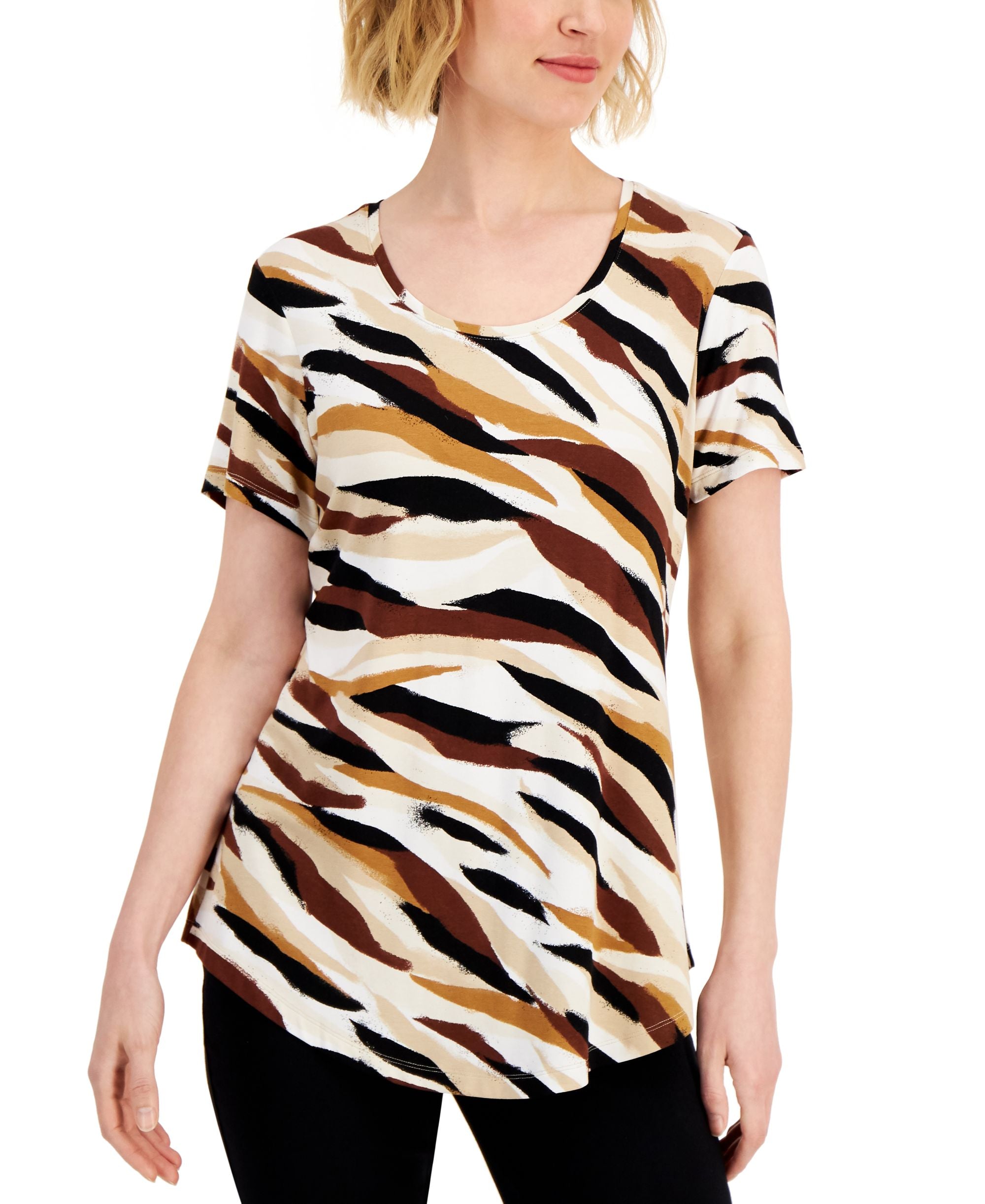 JM Collection Womens Lagoon Ripple Top