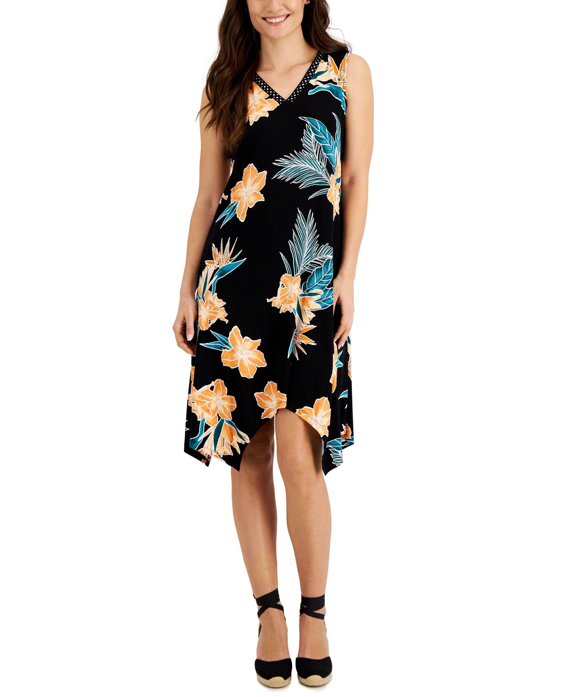 JM Collection Petite Printed Sleeveless Shift Dress