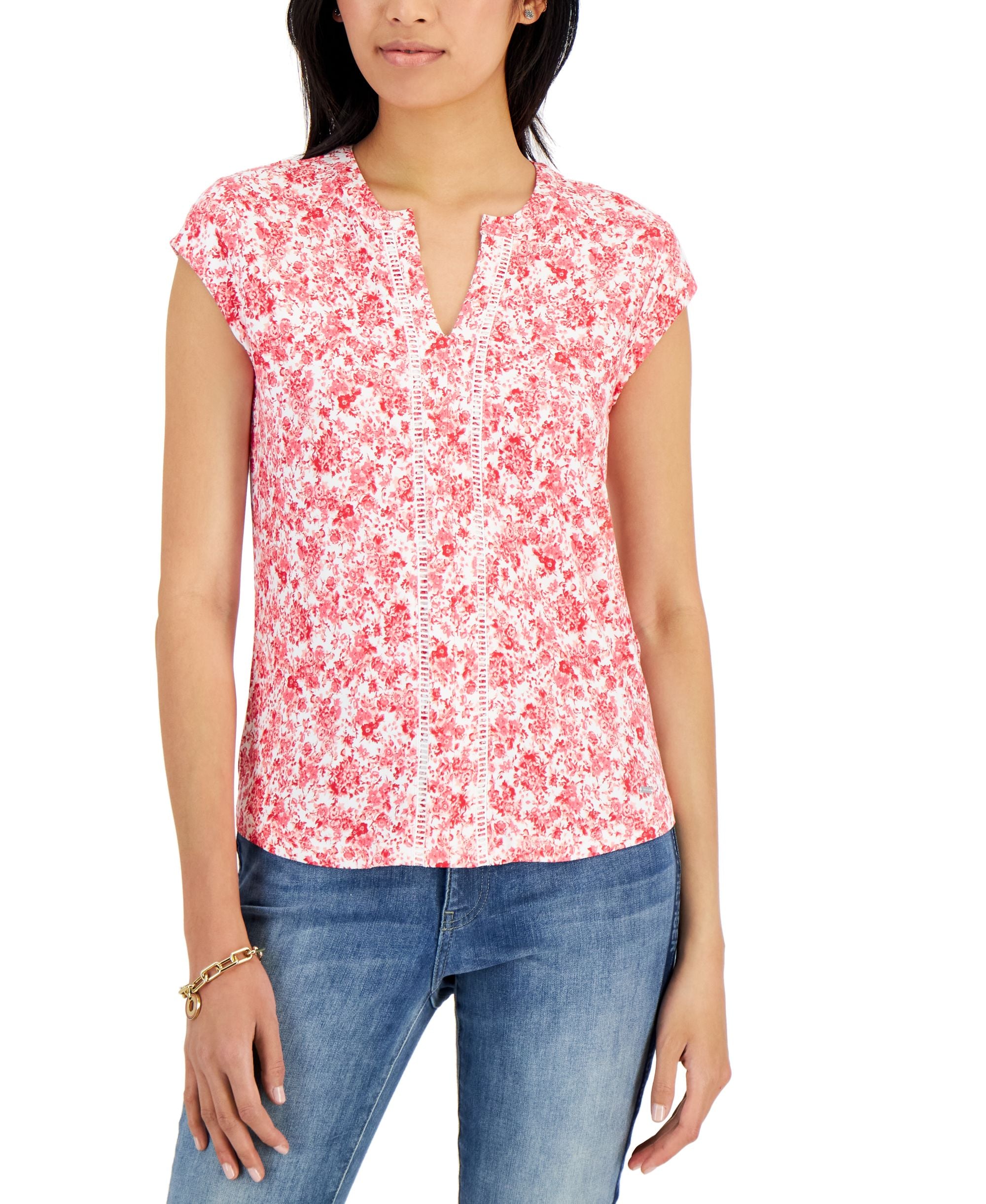 Tommy Hilfiger Womens Floral Print Top