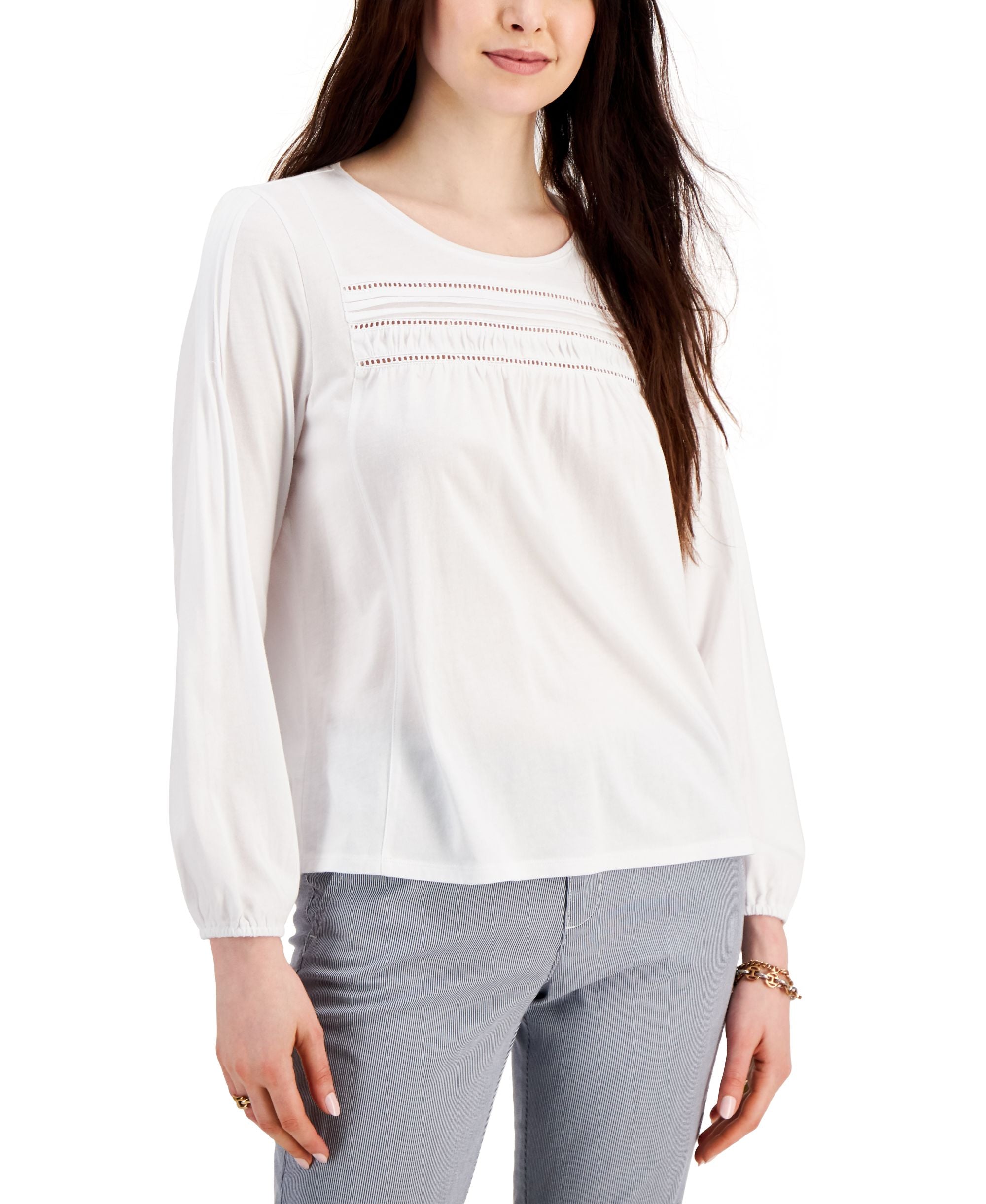 Tommy Hilfiger Womens Pintucked Top