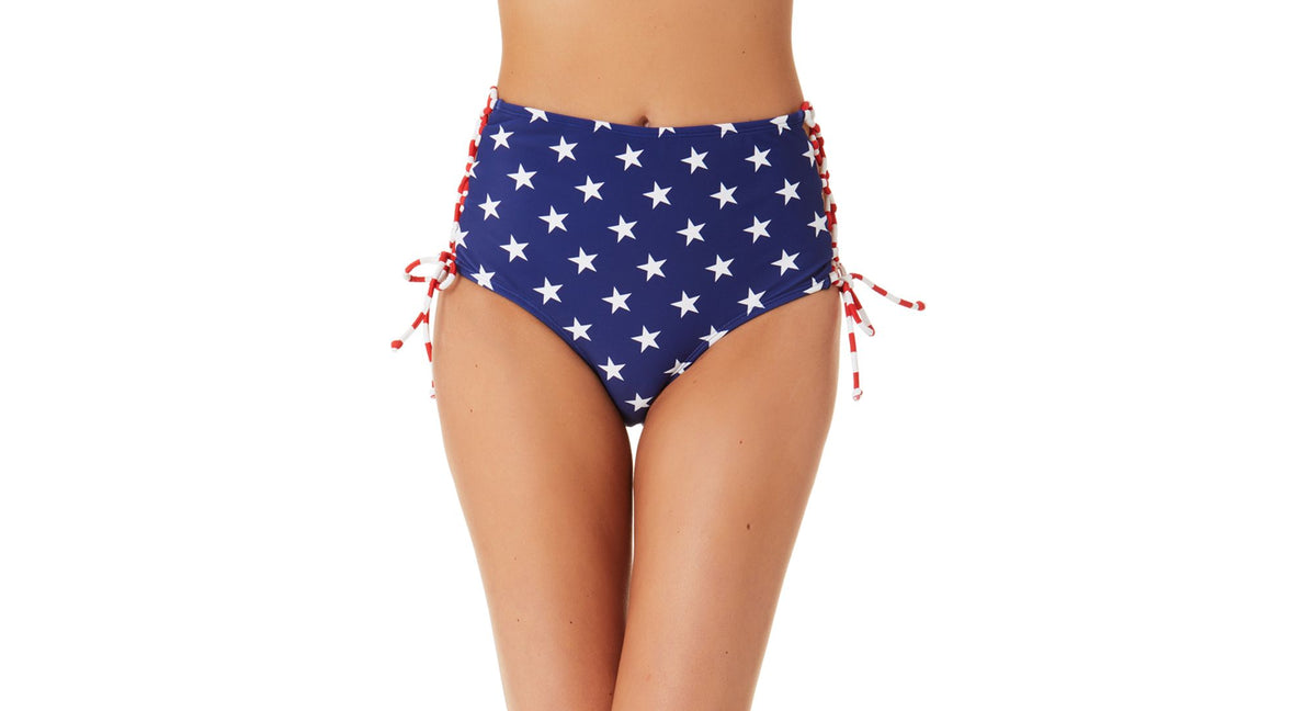 Juniors' Classic Stars And Stripes Side-Lace-Up High-Waist Bottoms