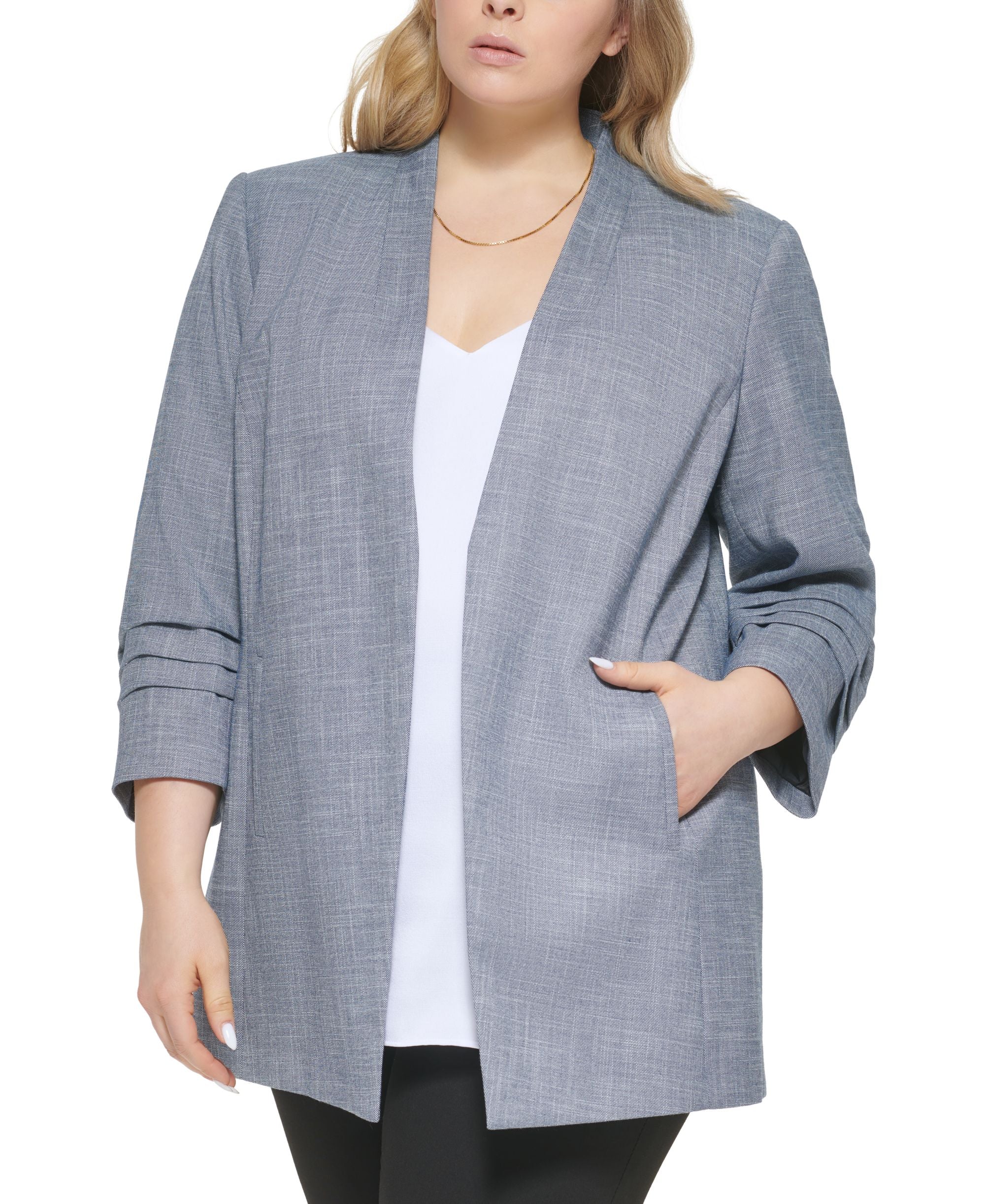 Calvin Klein Plus Size Scrunched Sleeve Blazer