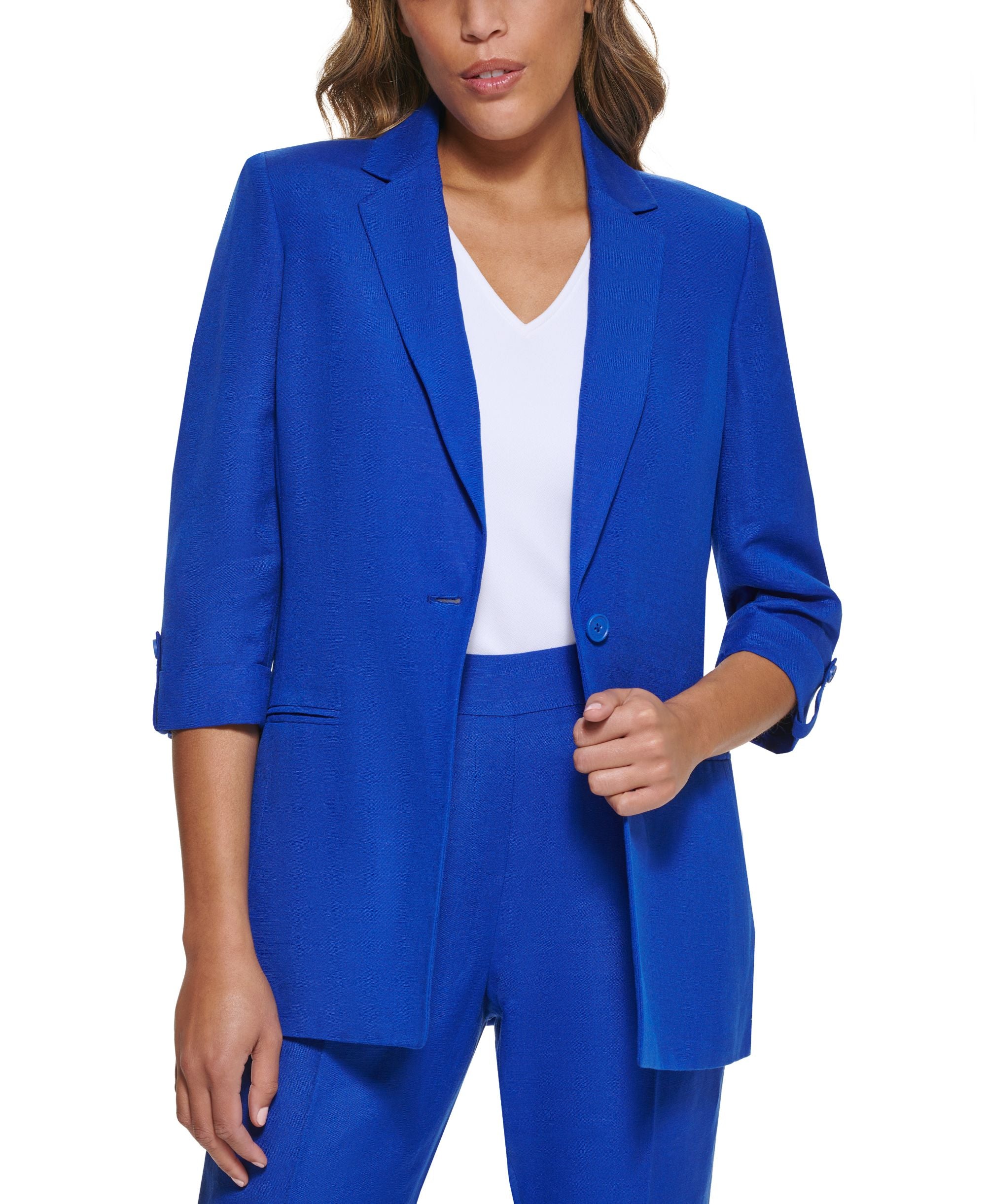 Calvin Klein Petite Roll Tab One Button Blazer