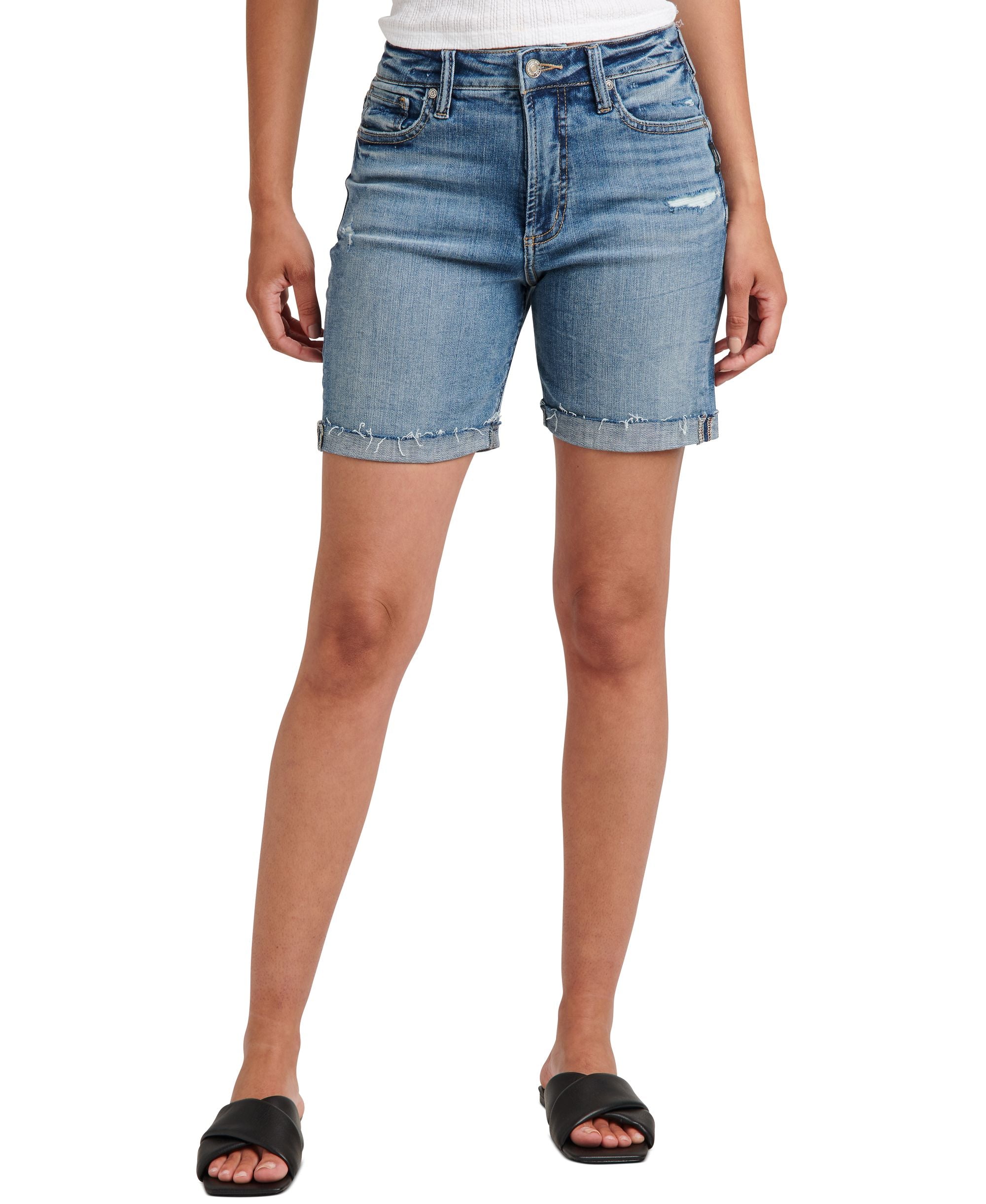 Silver Jeans Co. Womens Sure Thing Long Jean Shorts