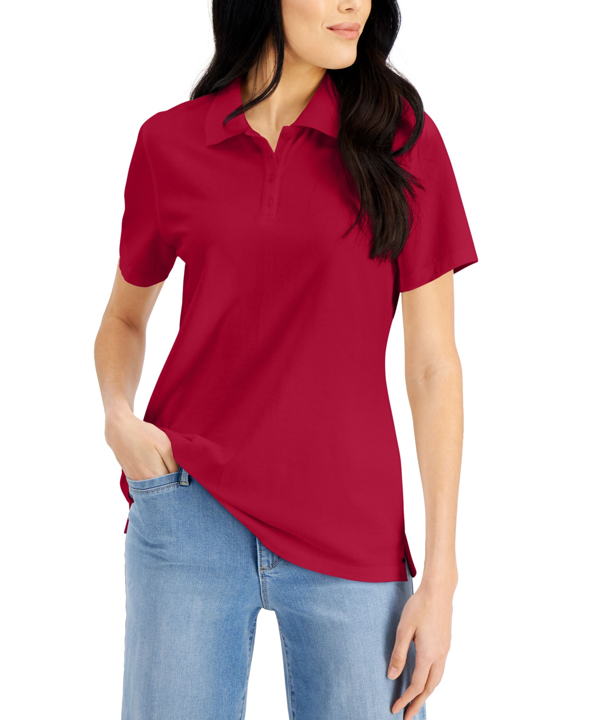 Karen Scott Petite Knit Cotton Polo
