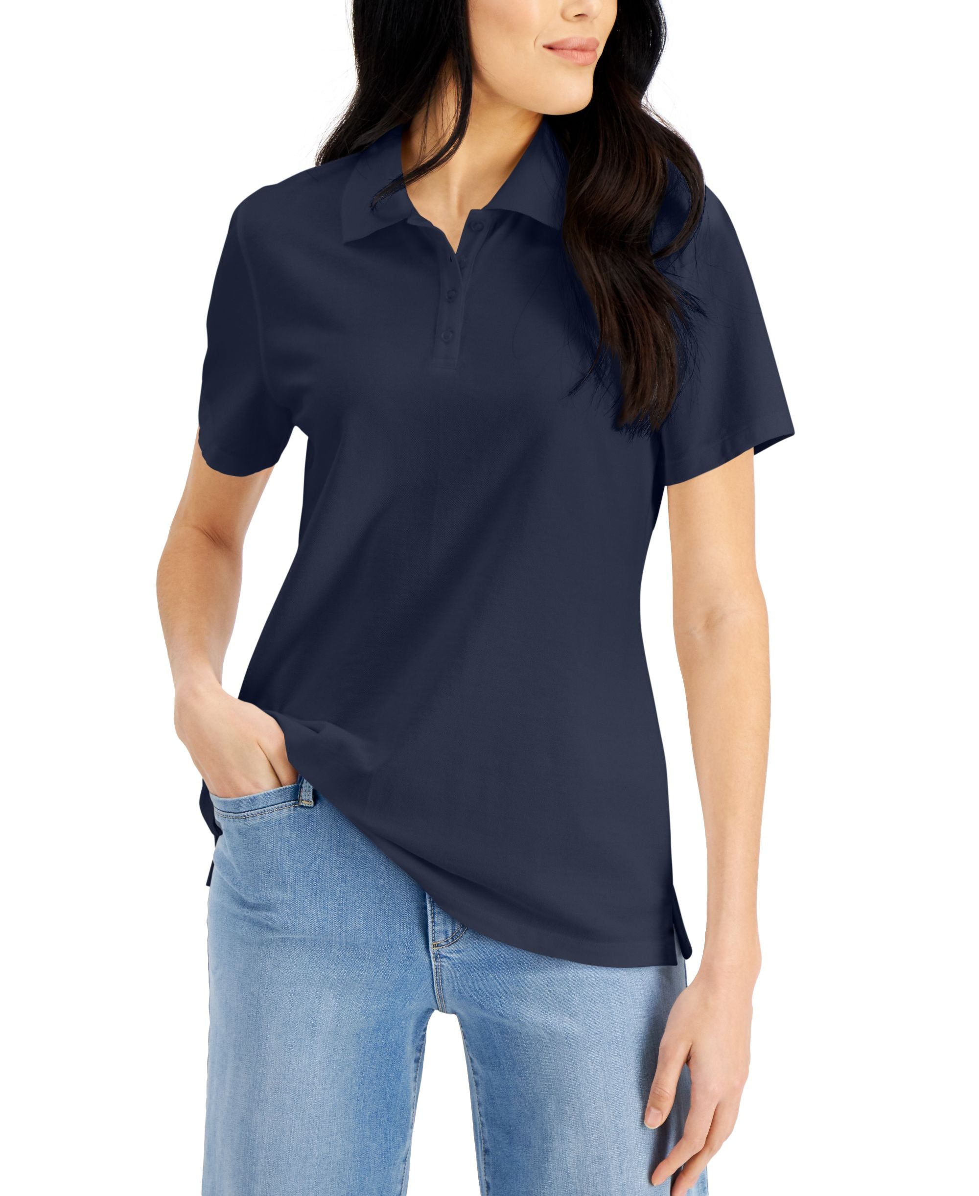 Karen Scott Petite Knit Cotton Polo
