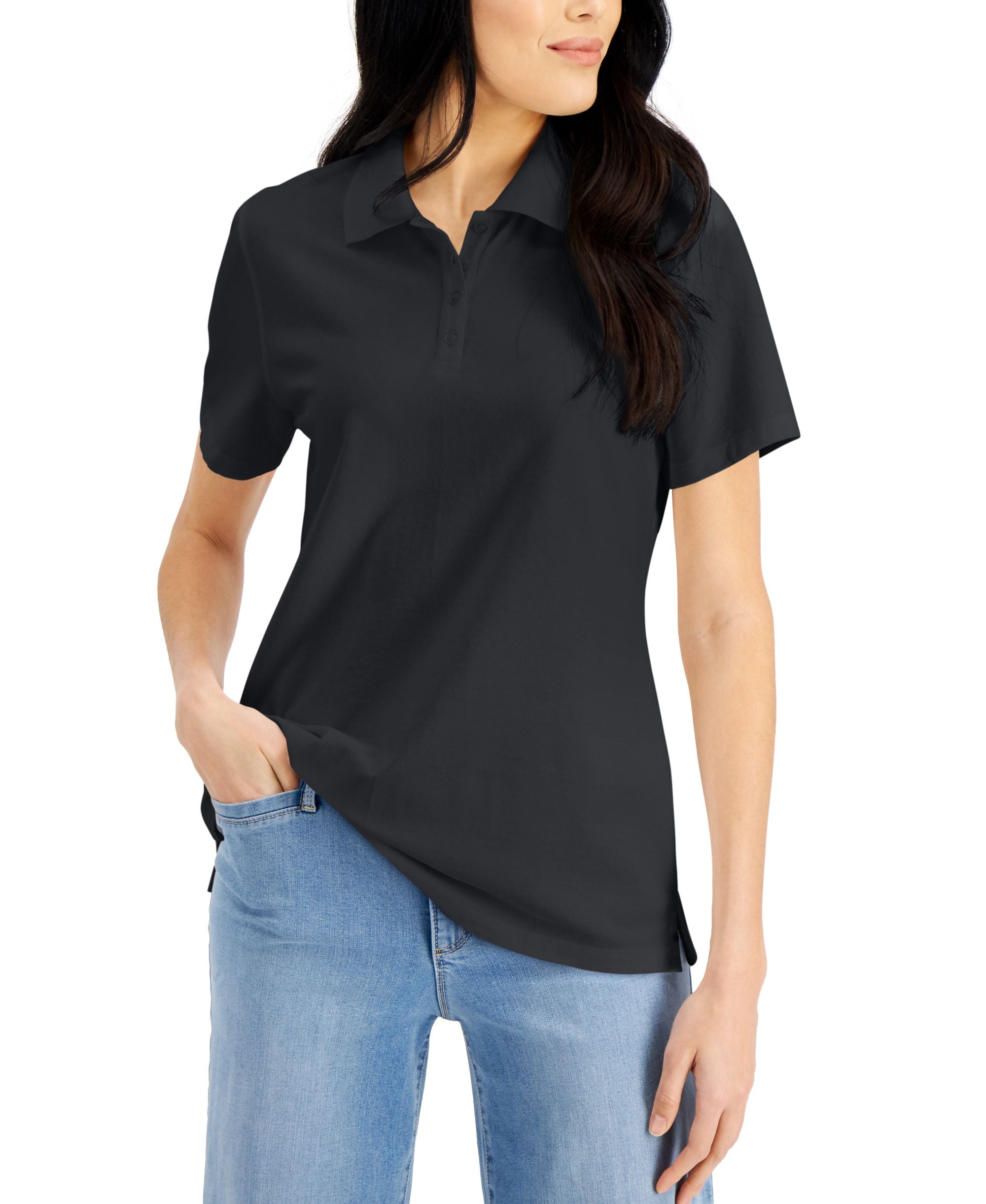 Karen Scott Petite Knit Cotton Polo