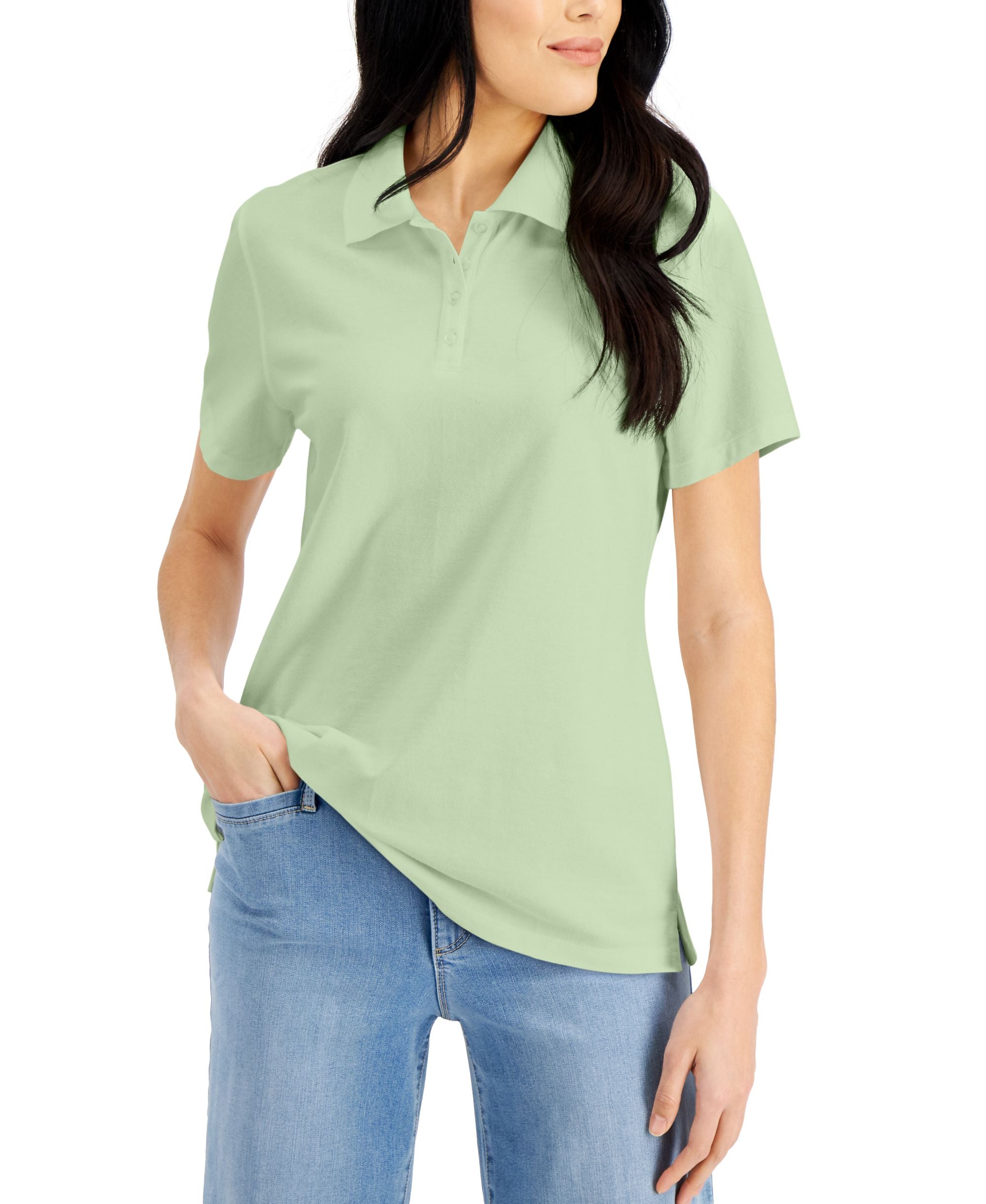 Karen Scott Petite Knit Cotton Polo