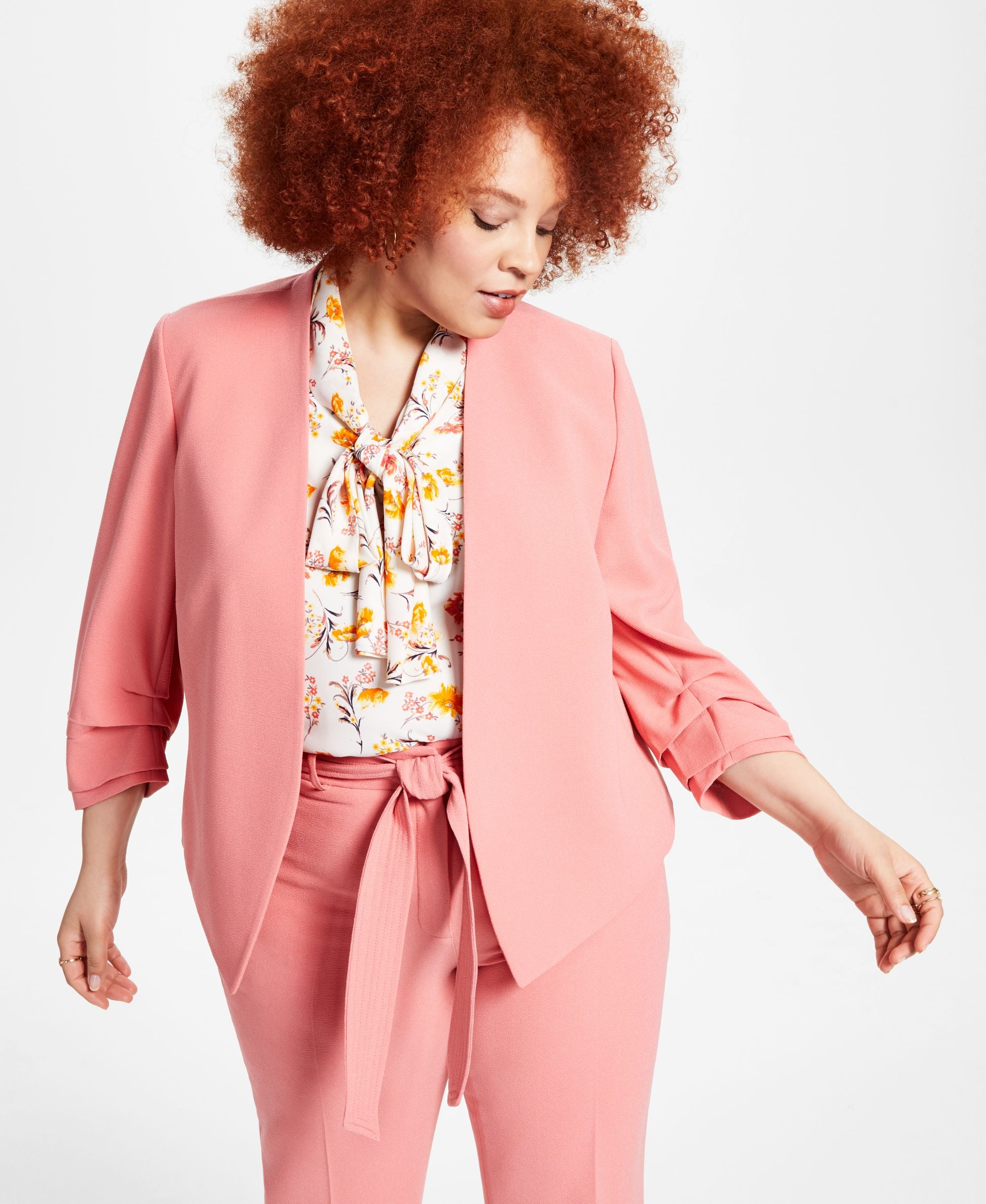 Bar III Plus Size Open-Front Textured Crepe Jacket