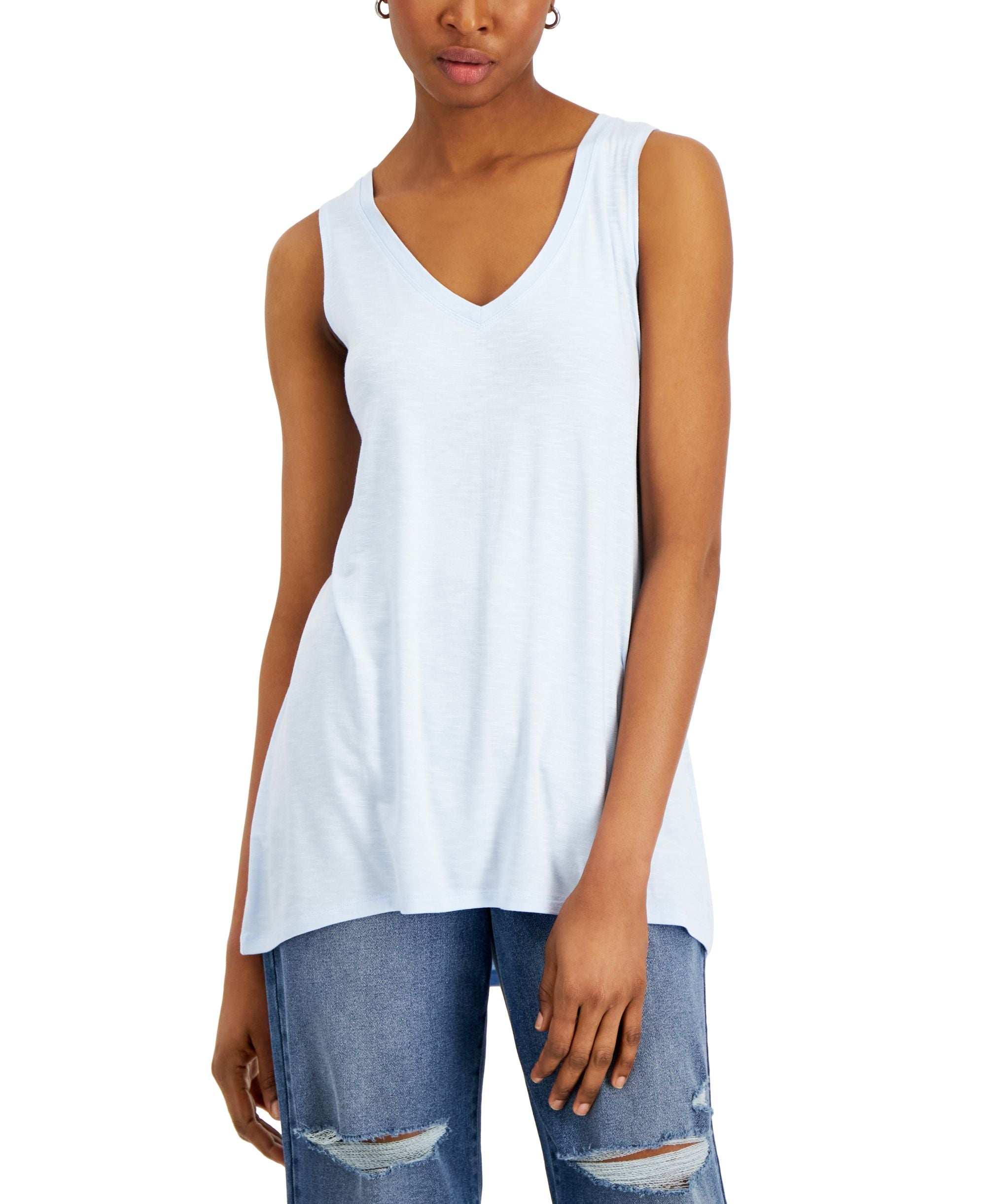 Style & Co Petite Solid Drapey Tank Top