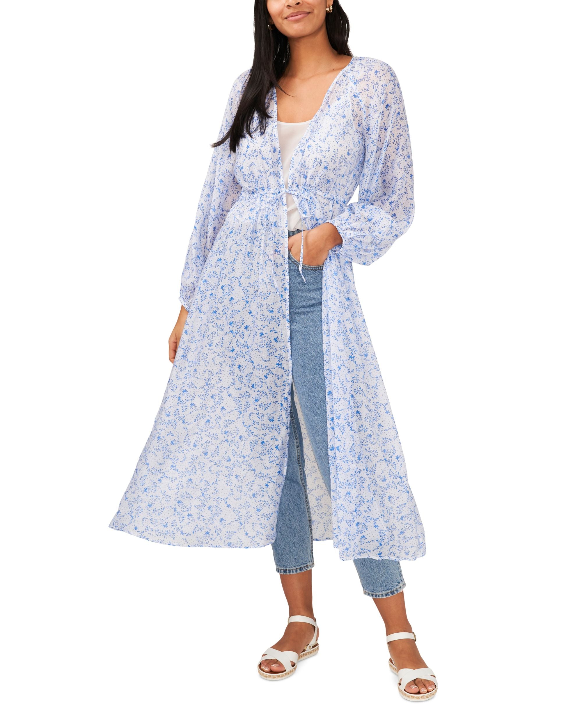 Women's Long Sleeve Tie Front Duster