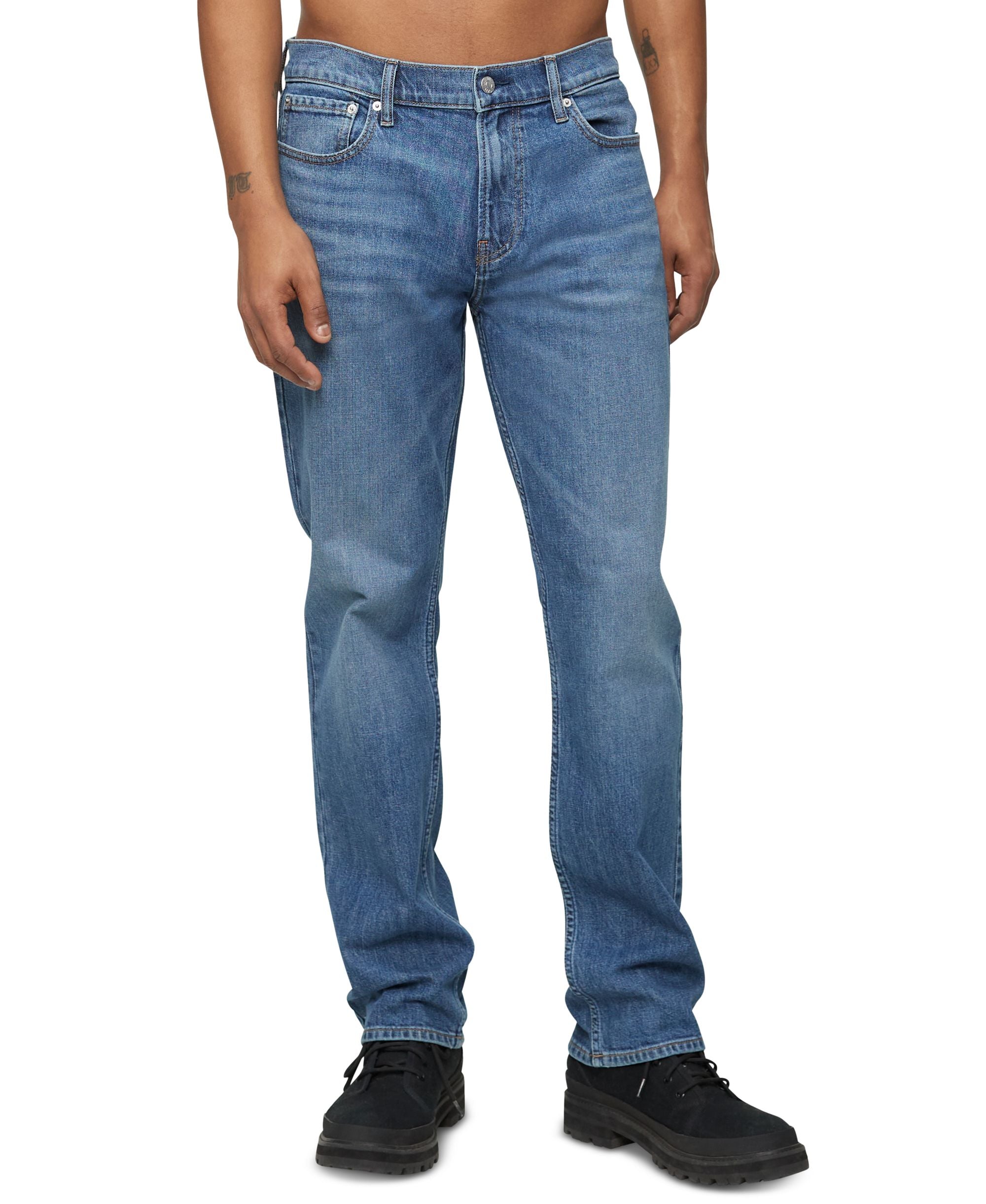 Calvin Klein Mens Straight Fit Stretch Jeans
