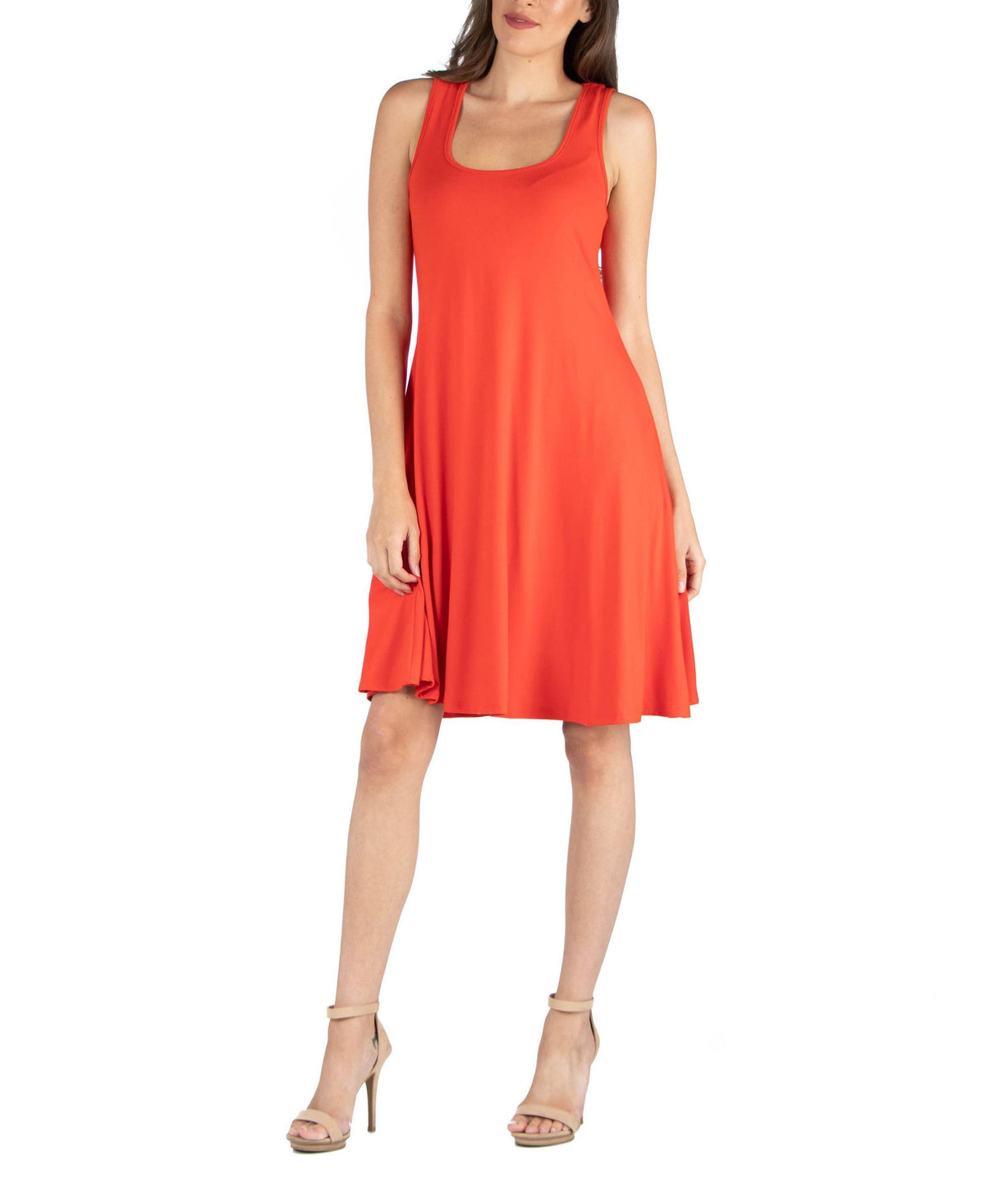 24seven Comfort Apparel A Line Fit Flare Mini Dress