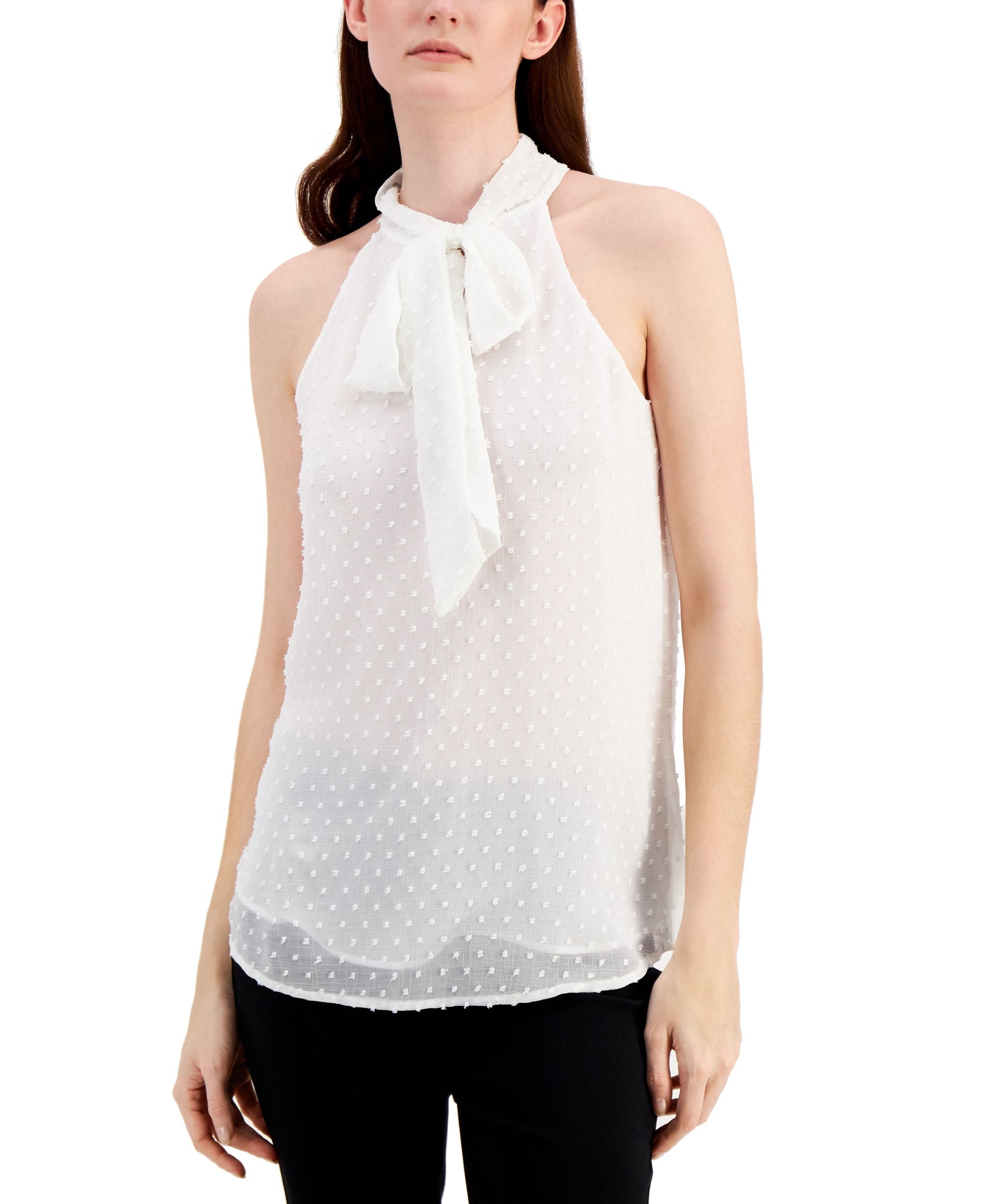 X-Fit Sleeveless Tie Neck Top