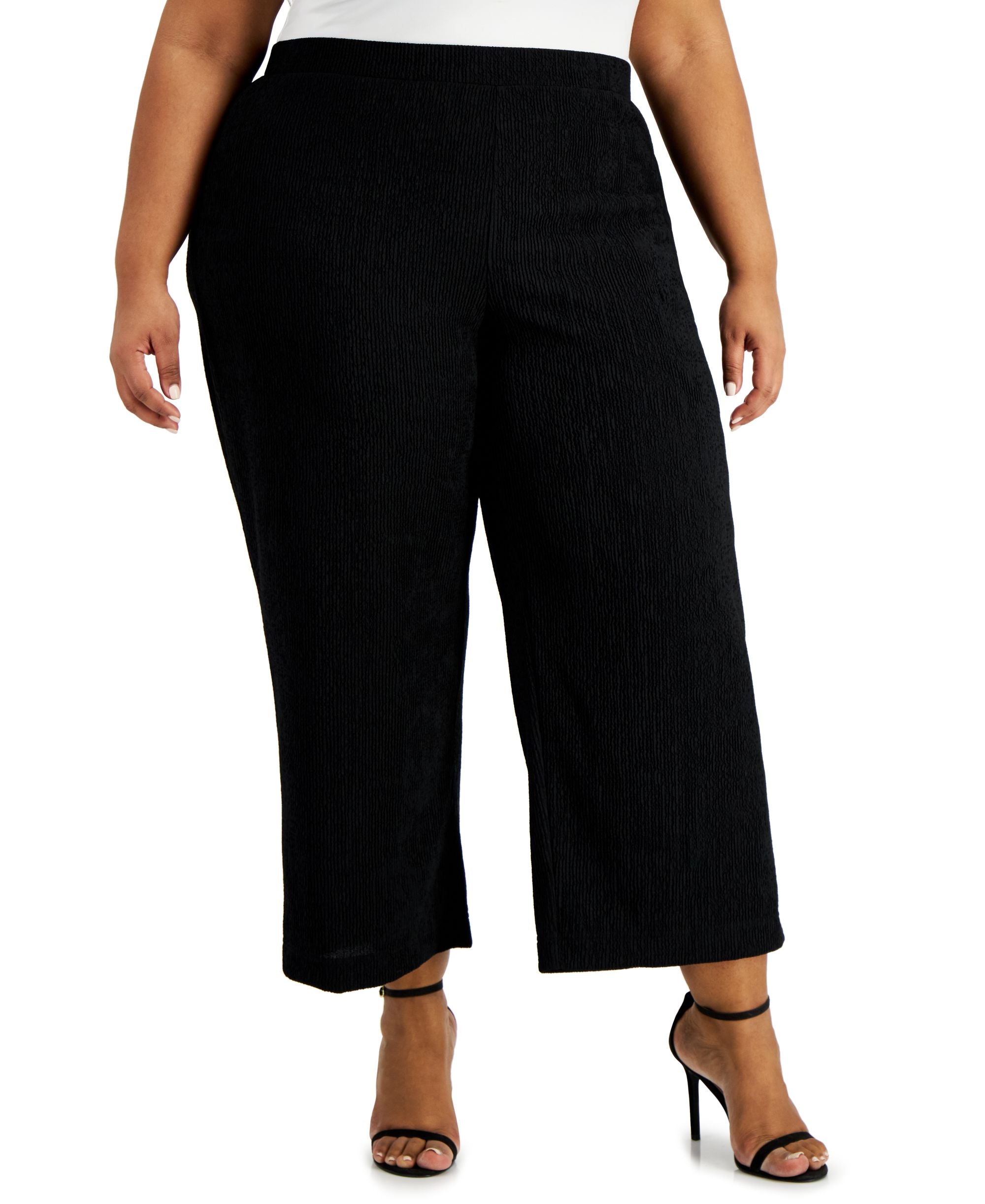 Anne Klein Trendy Plus Size Wide Leg Crop Pants