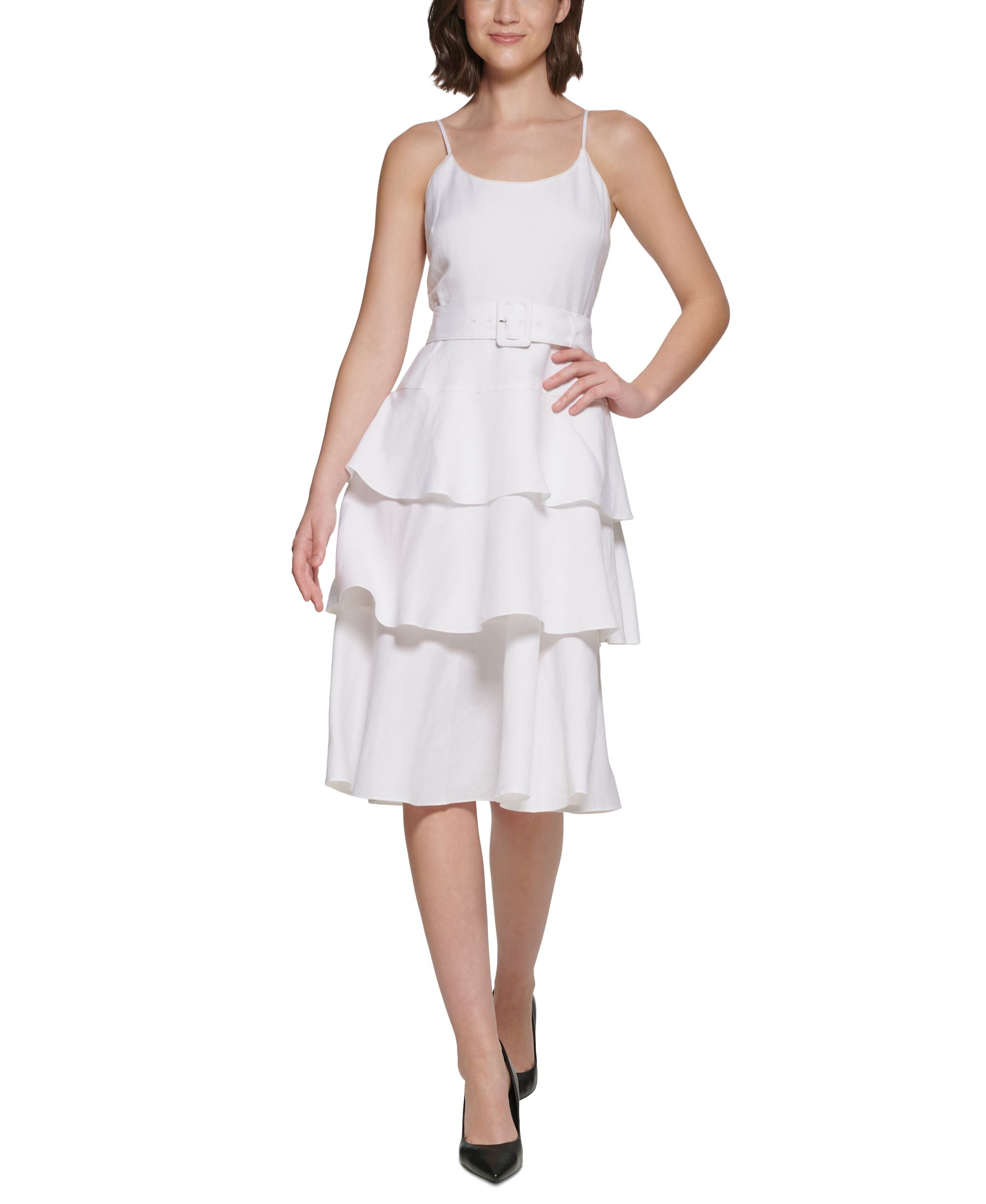 Karl Lagerfeld Paris Womens Tiered Midi Dress