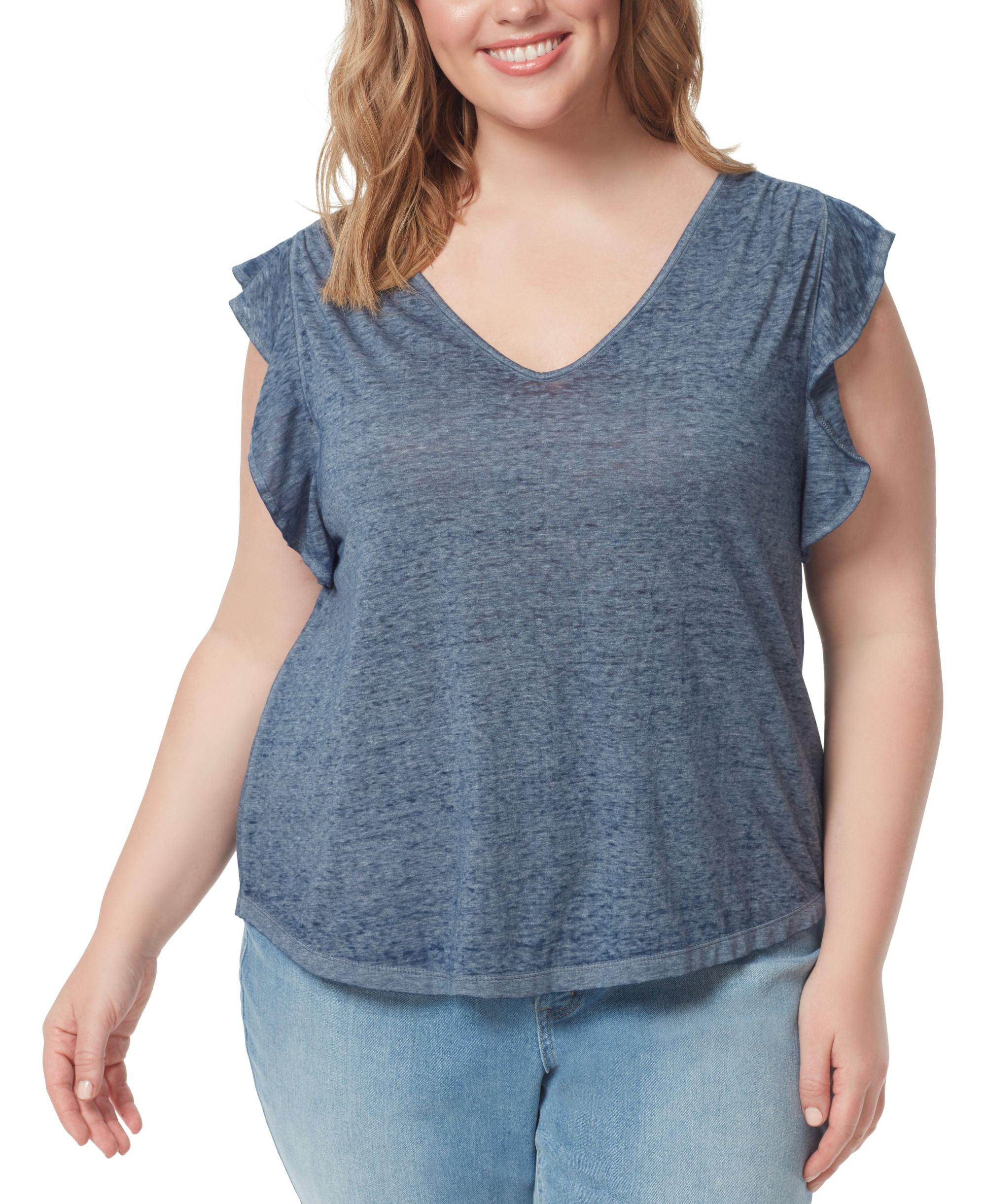 Jessica Simpson Trendy Plus Size Odin Ruffle Sleeve T-Shirt