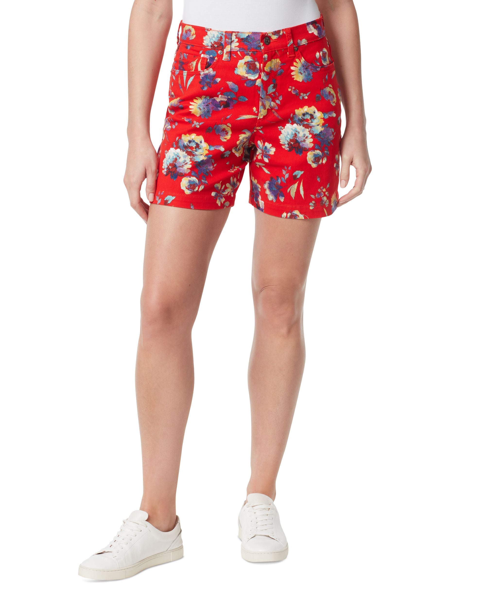 Gloria Vanderbilt Floral-Print Amanda Denim Shorts