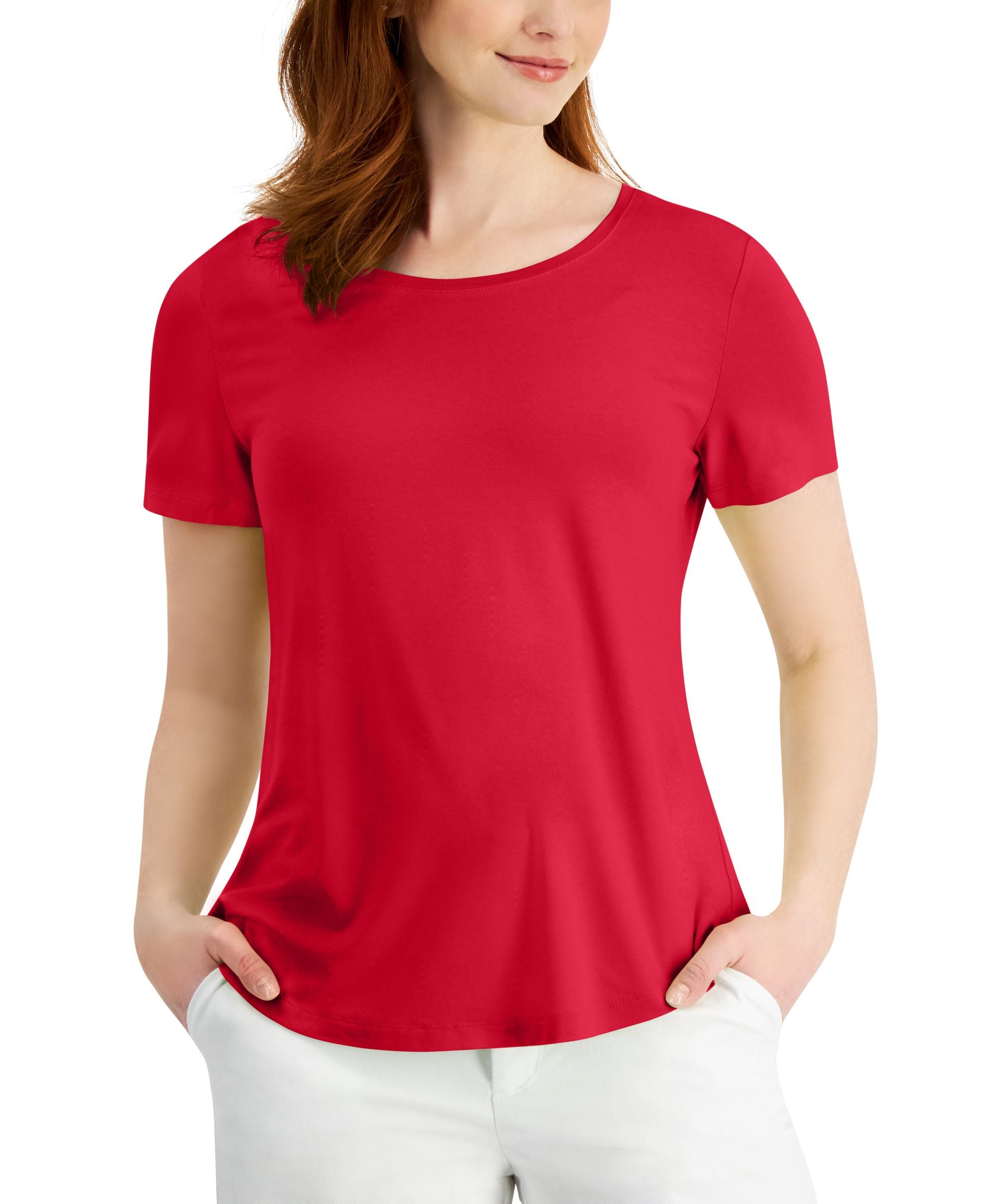 JM Collection Petite Scoop Neck T-Shirt
