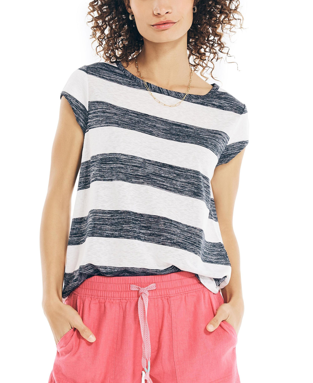 Nautica Womens Scoop Neck Keyhole Top