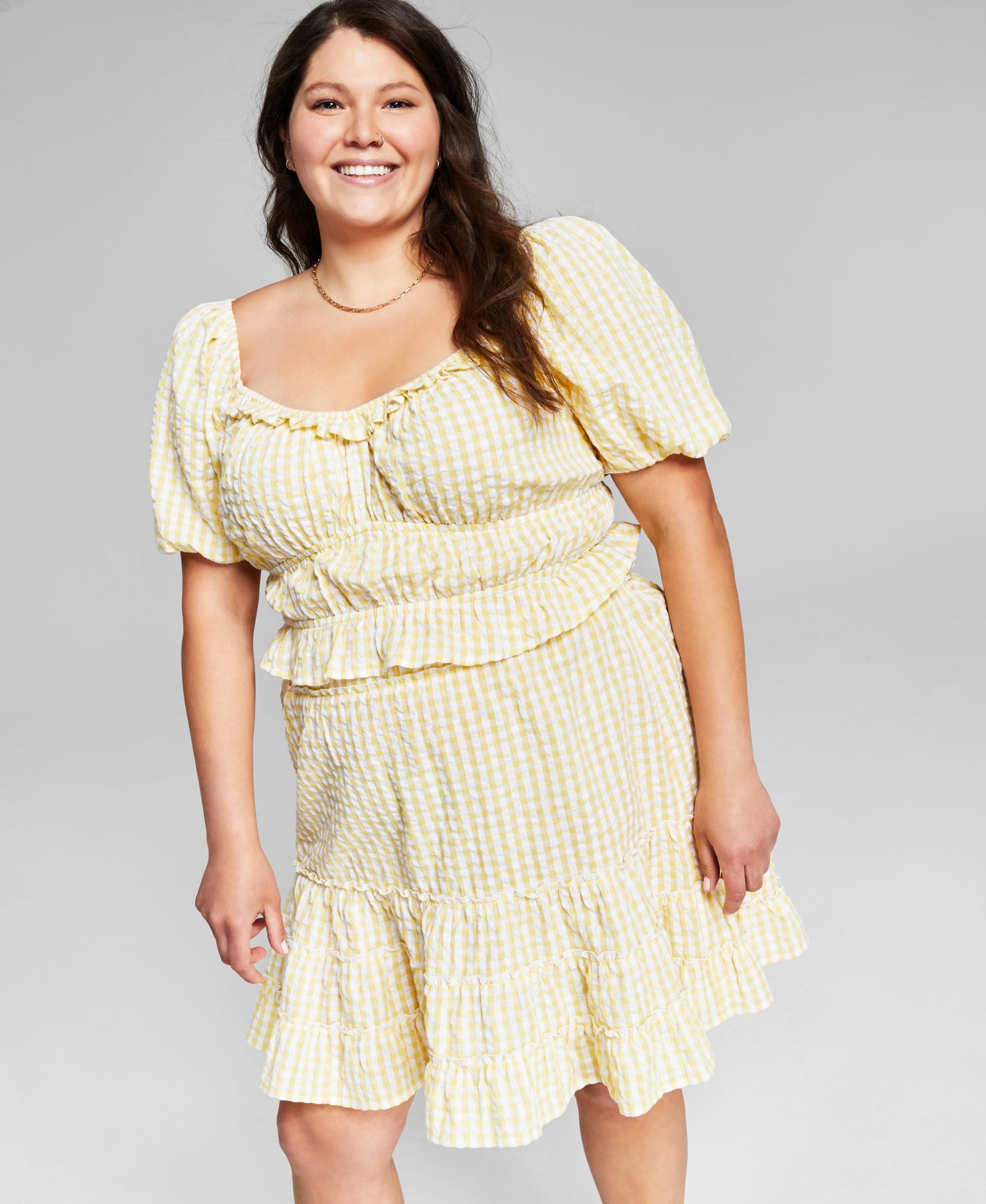 Now This Trendy Plus Size Cotton Smocked Woven Top