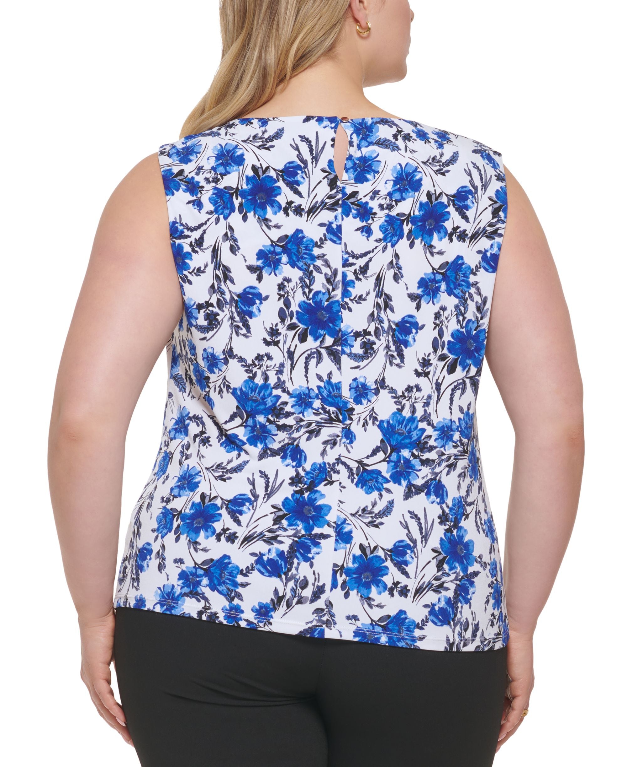 Calvin Klein Plus Size Pleated Neck Top