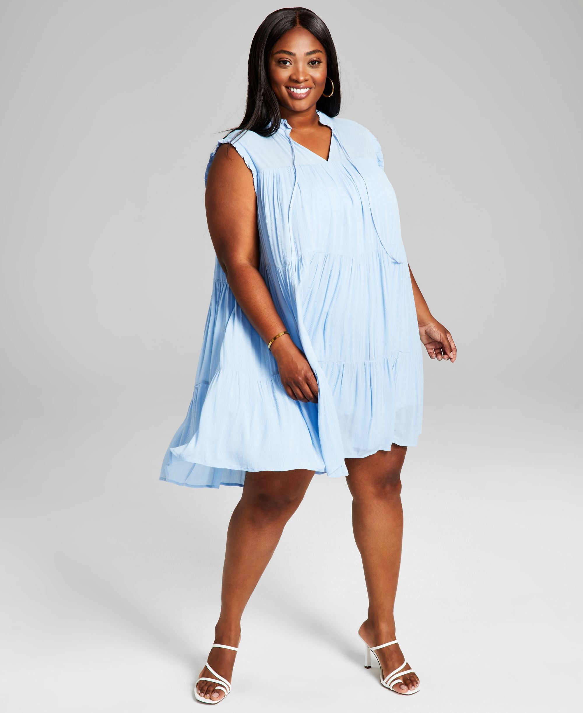 Trendy Plus Size Tiered Swing Dress