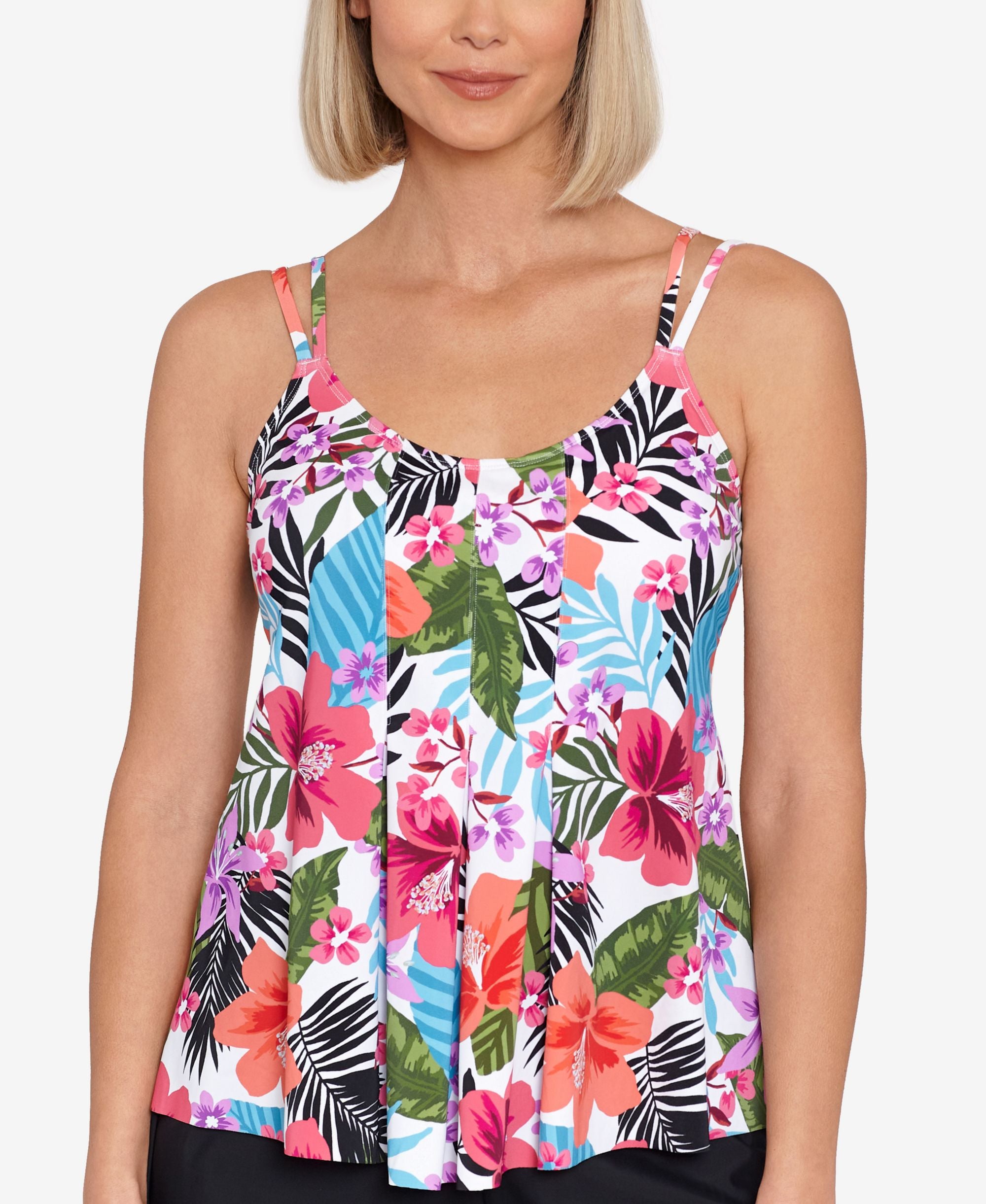 Women's Pleat-Front Tankini Top