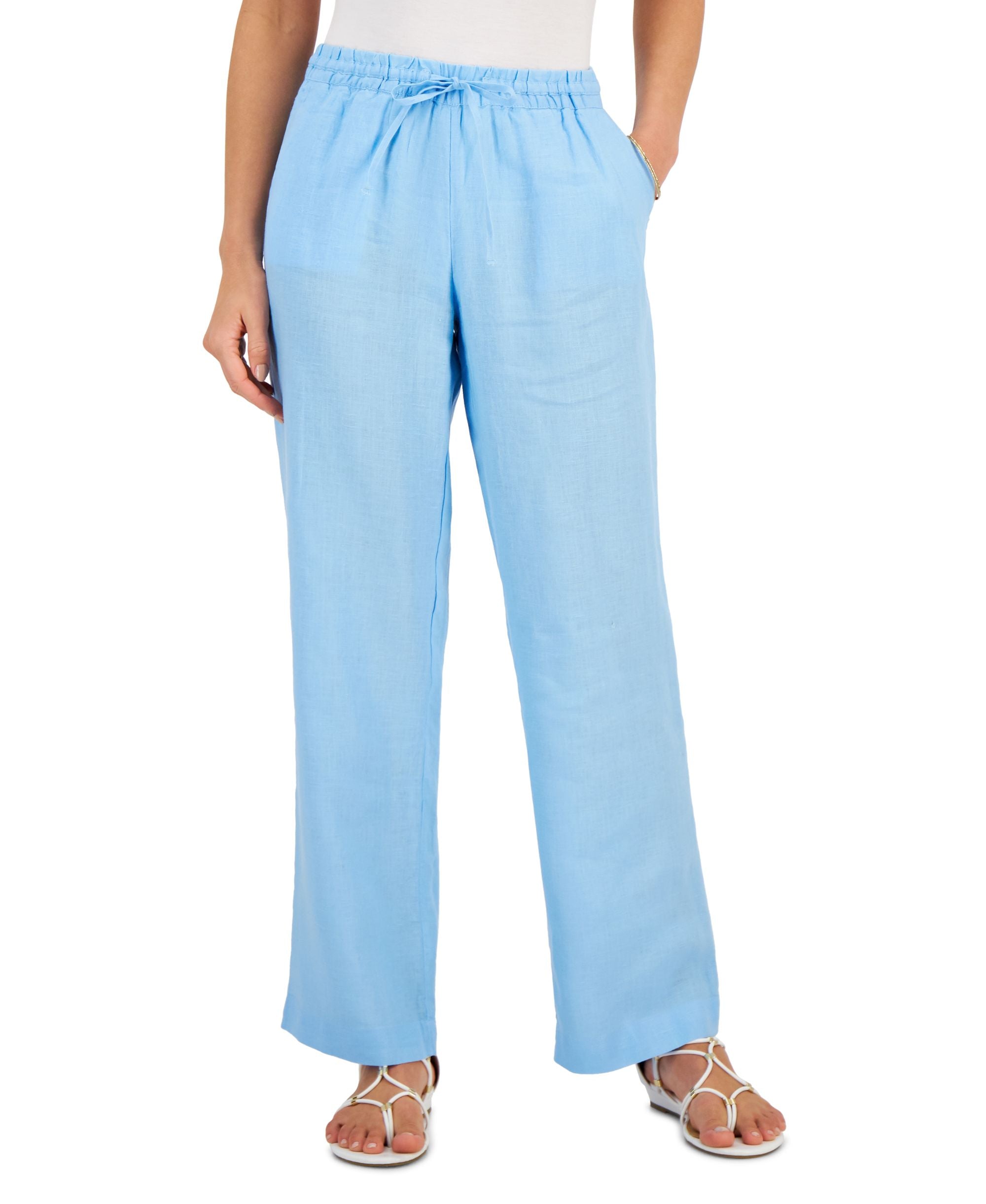 Charter Club Linen Drawstring Waist Pants