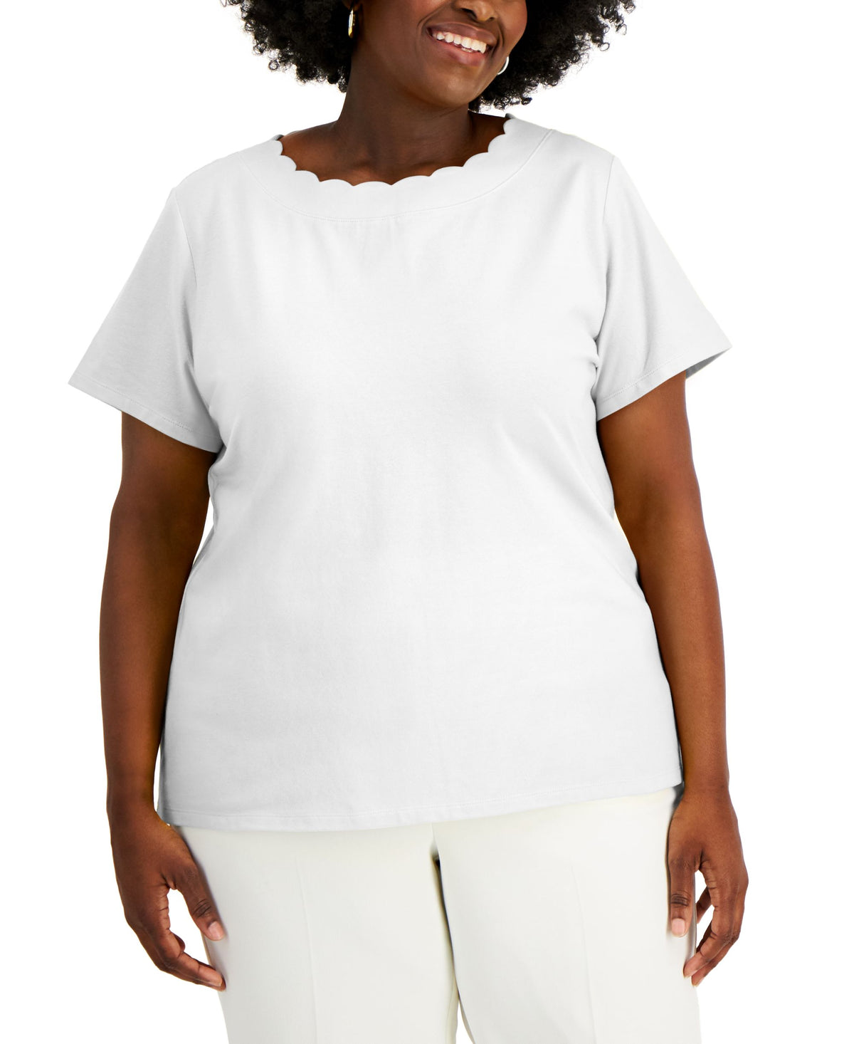 Anne Klein Plus Size Scalloped T-Shirt
