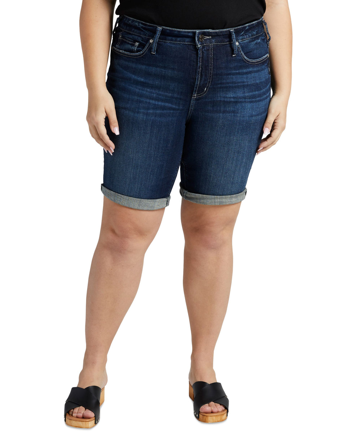 Silver Jeans Co. Womens Plus Size Suki Mid Rise Bermuda Shorts