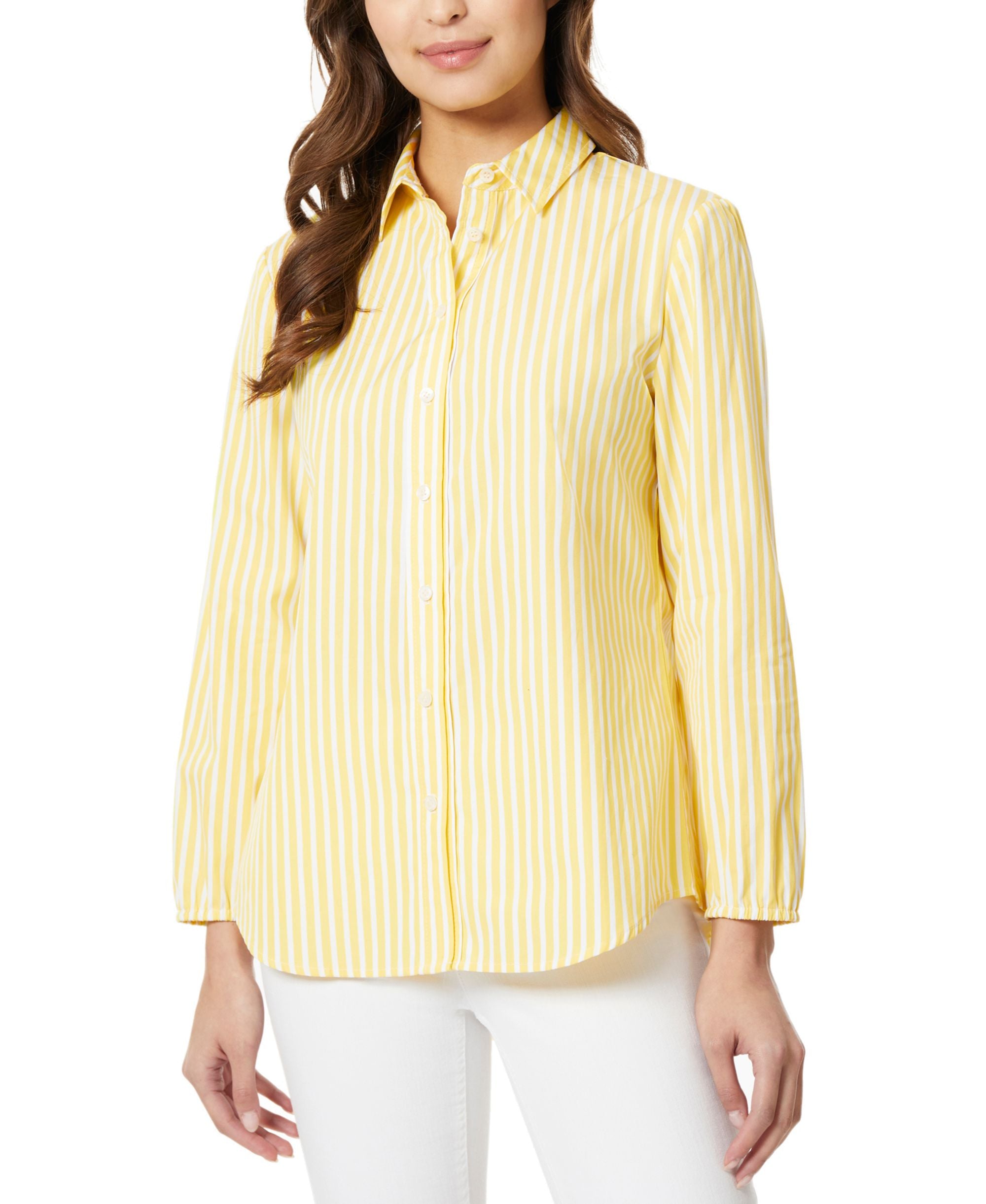 Womens Slim Fit Button Down Blouse Top