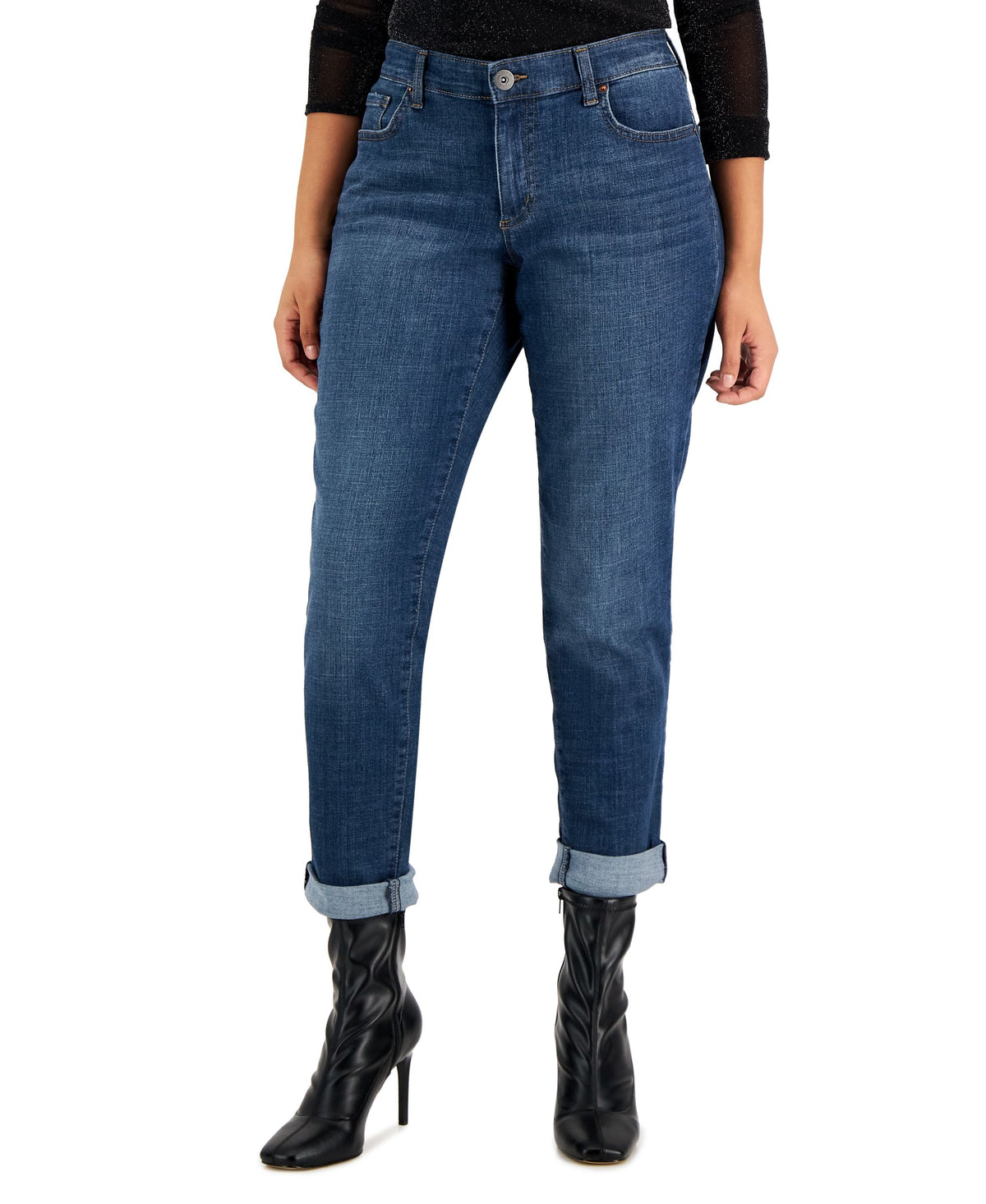 INC International Concepts Womens Curvy Mid Rise Straight Leg Jeans