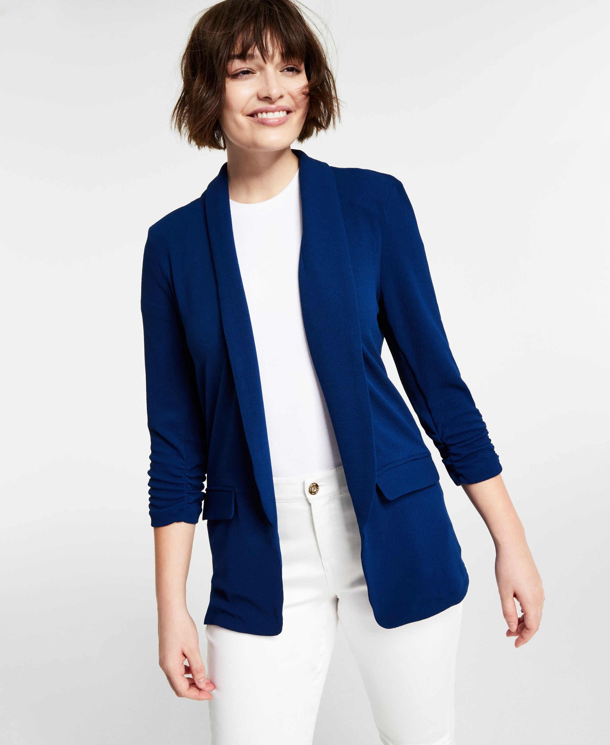 Bar III Lightweight Knit 3/4 Sleeve Blazer