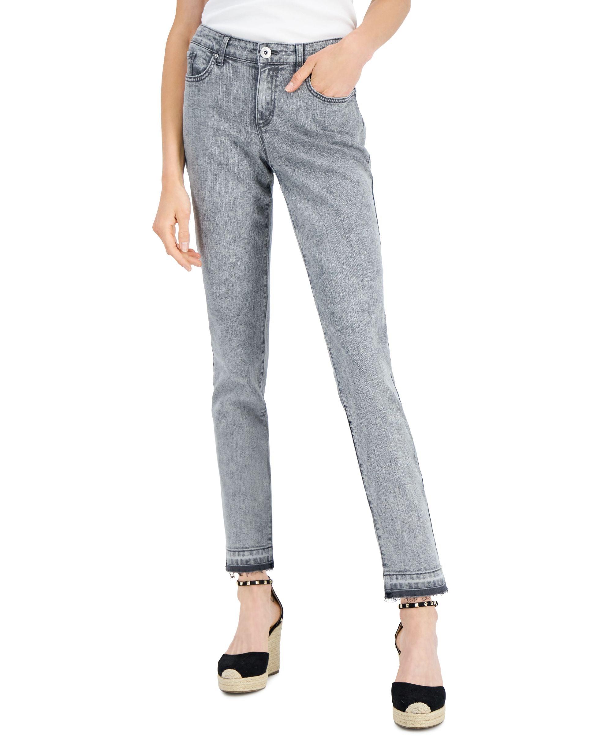 INC International Concepts Womens Mid Rise Straight Leg Jeans