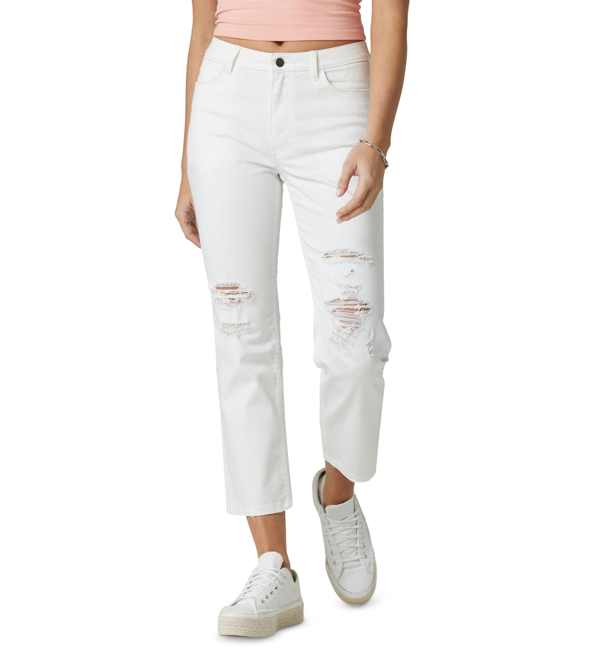 Wrangler Womens Distressed Cropped Jeans