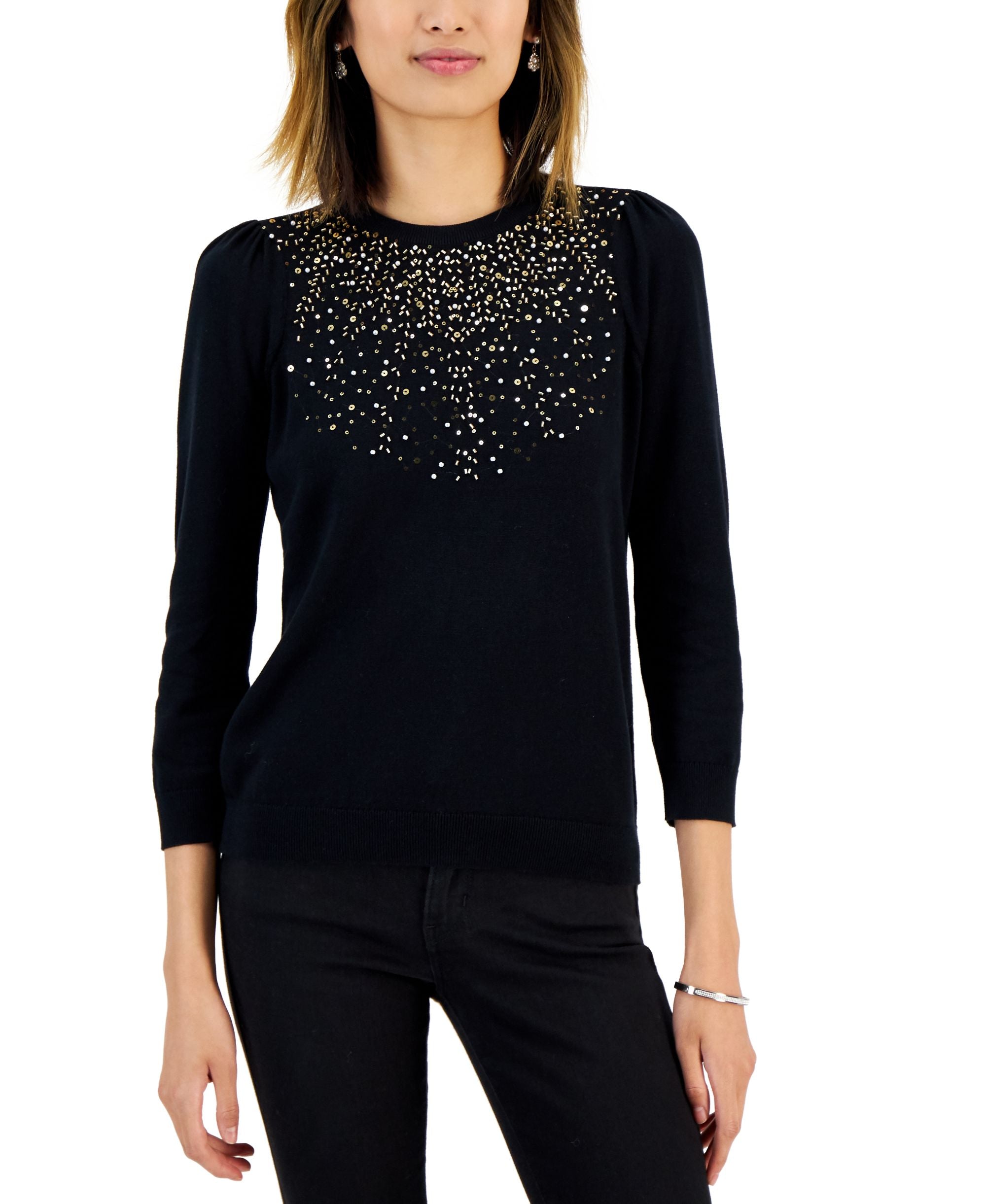 Charter Club Womens Embellished Sweater