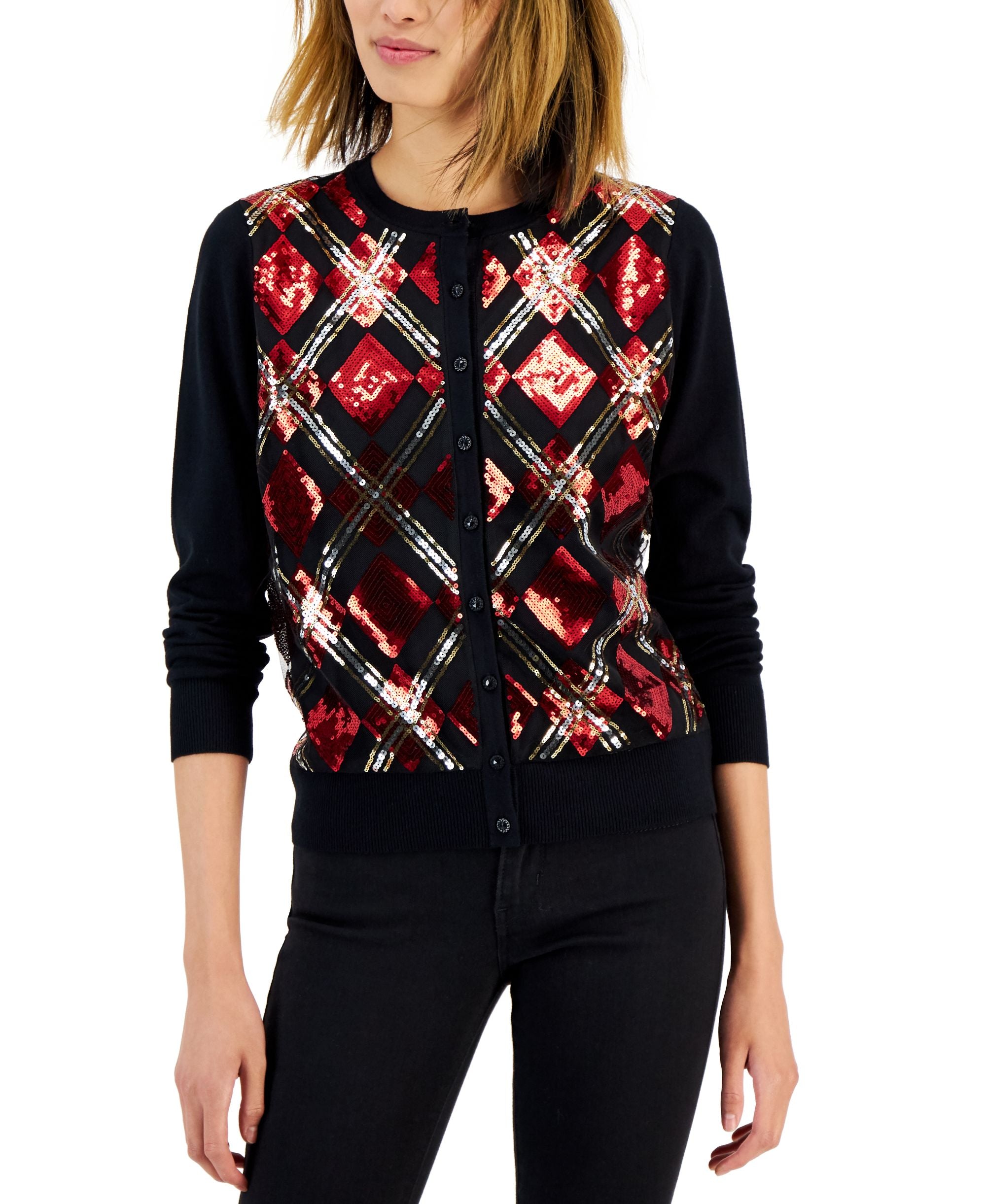 Charter Club Petite Sequin Cardigan