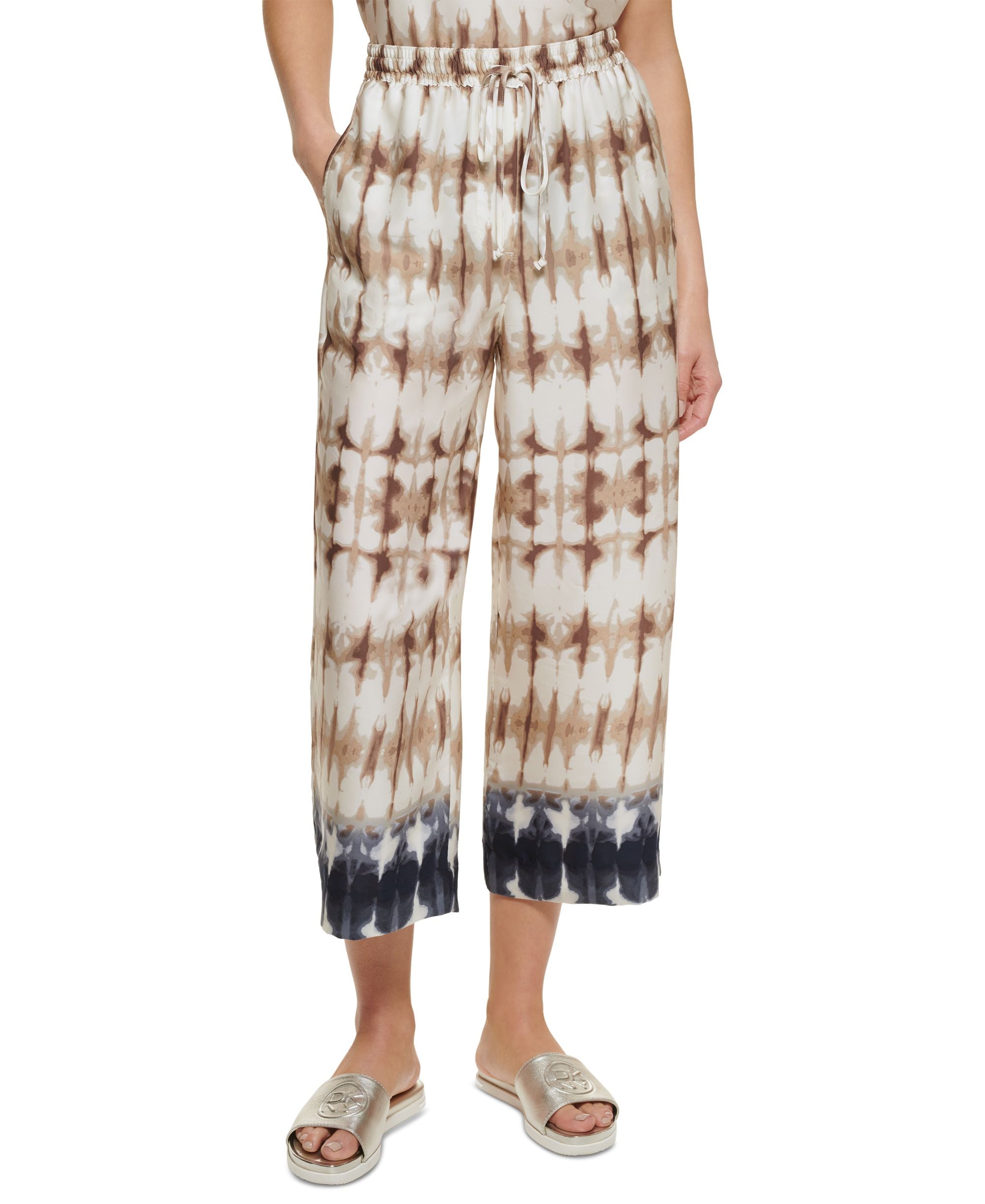 DKNY Womens Printed Cropped Pants