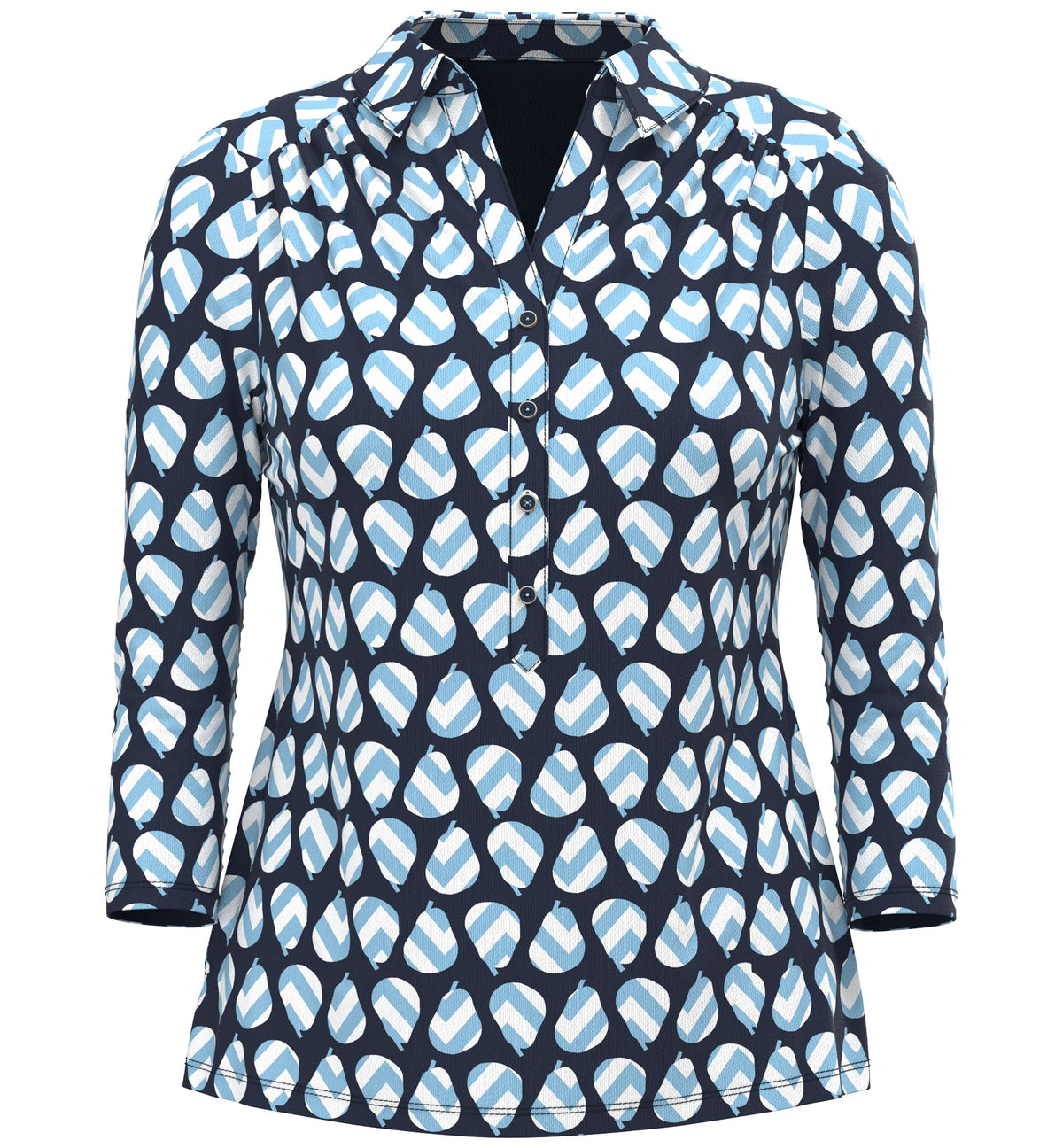 Charter Club Womens Printed Quarter Button Top