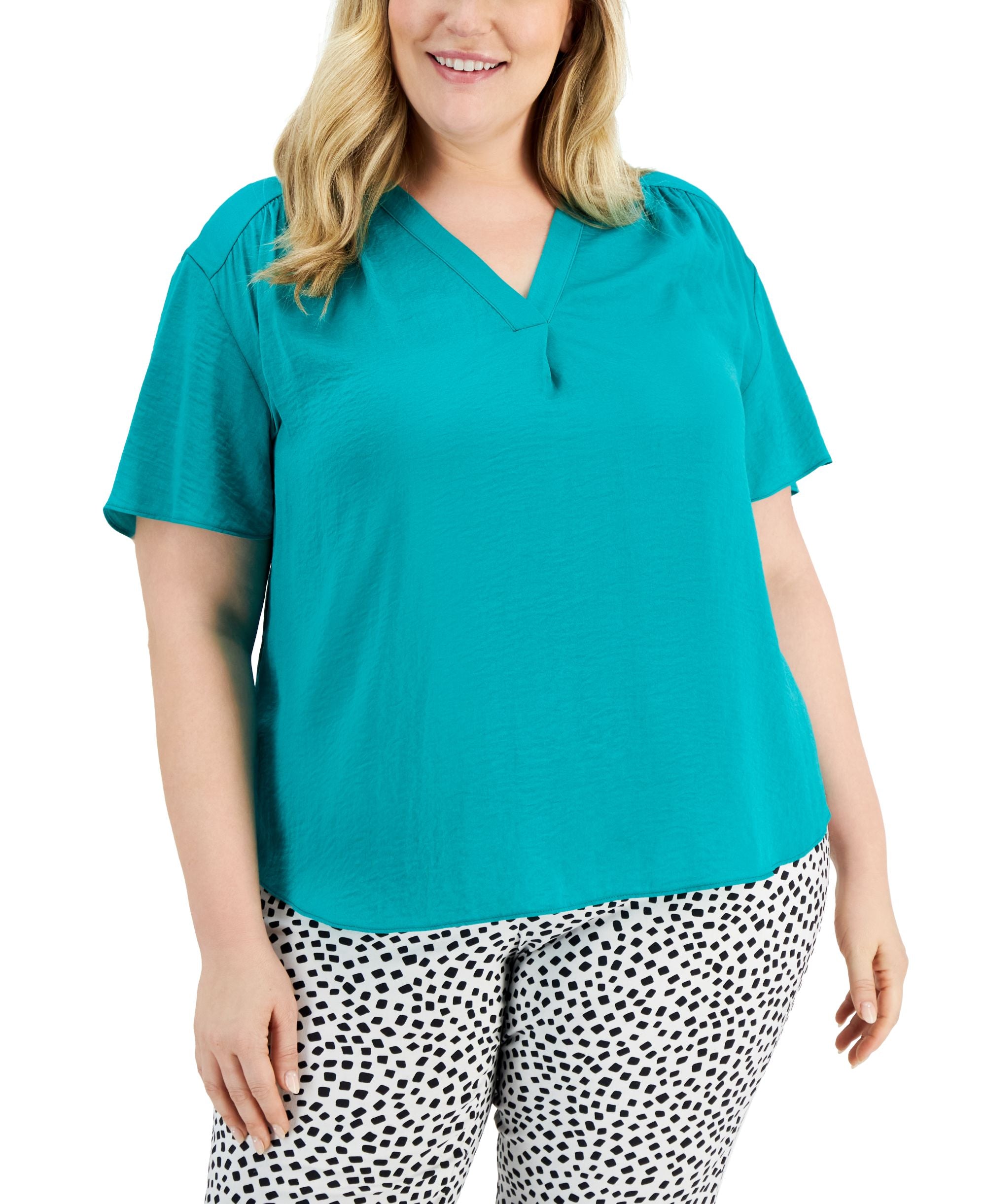 Alfani Plus Size V Neck Top