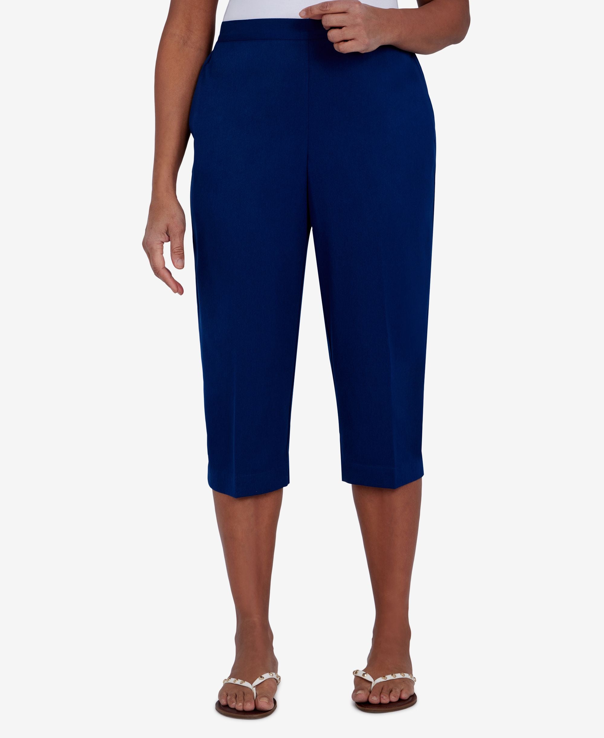 Petite Size Happy Hour Microfiber Twill Pull On Capri Pants
