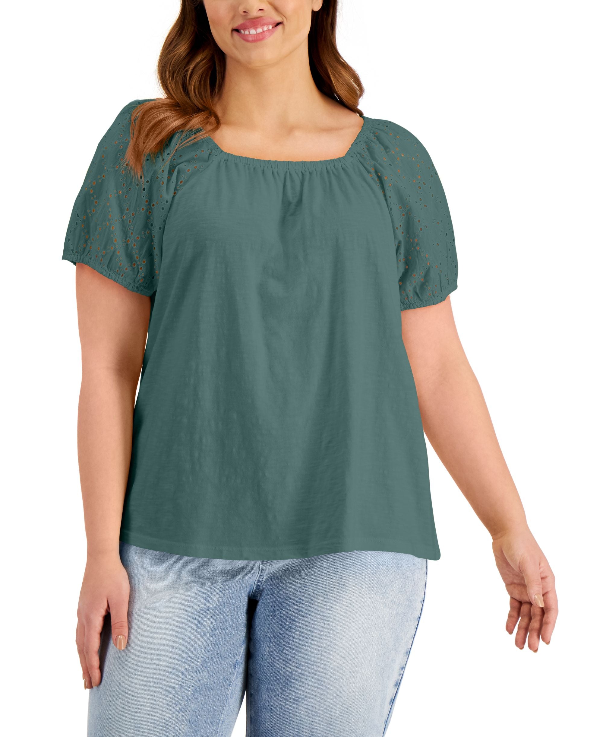 Style & Co Plus Size Cotton On Off Shoulder Top