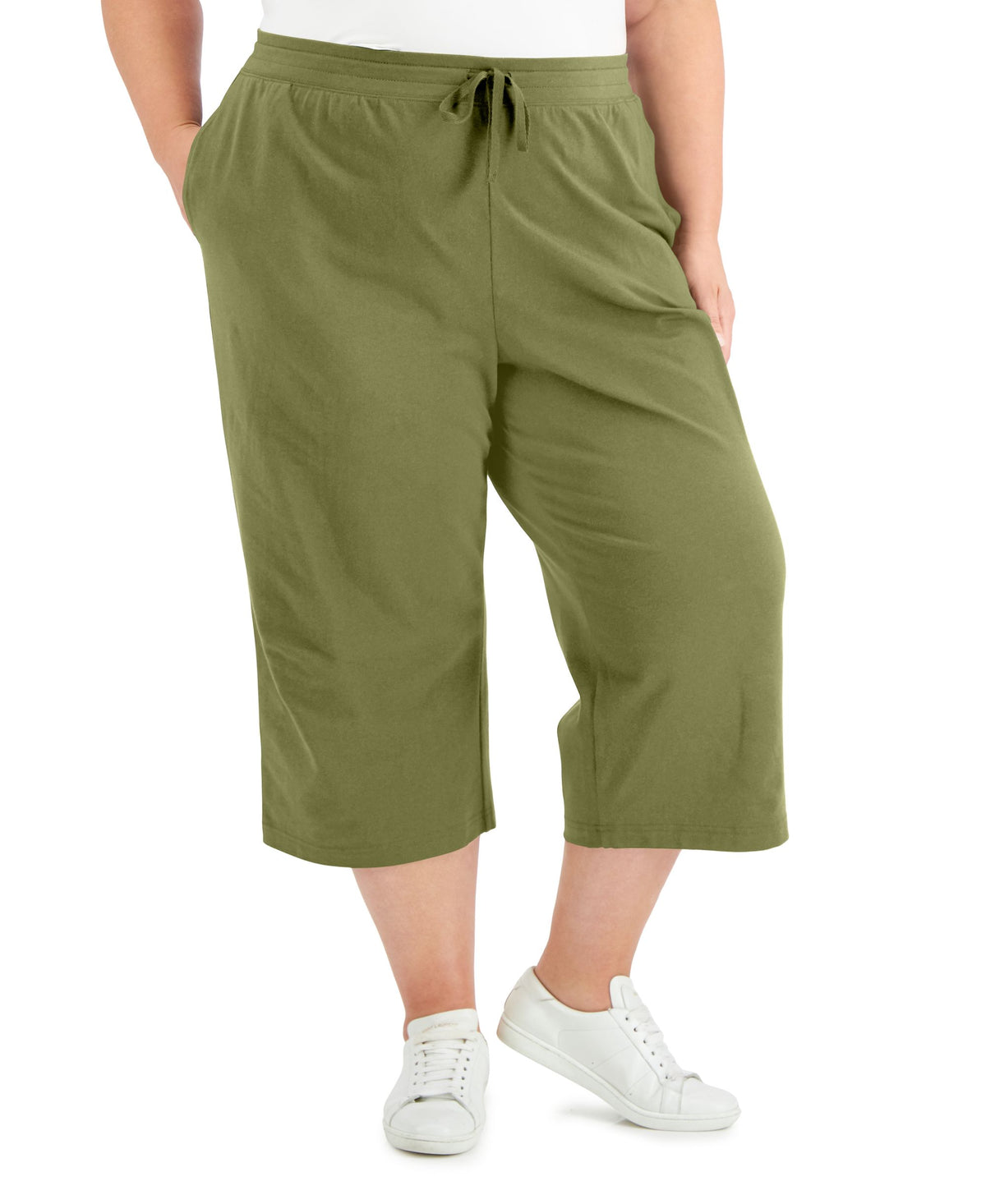 Karen Scott Plus Size Drawstring Waist Knit Capri Pants